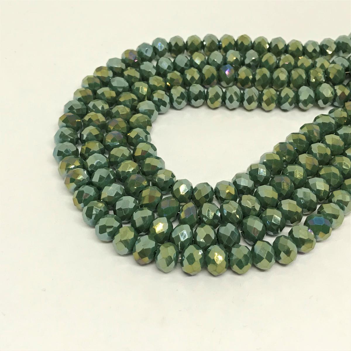 Cristal chato | 8 mm | Tornasol matte Verde