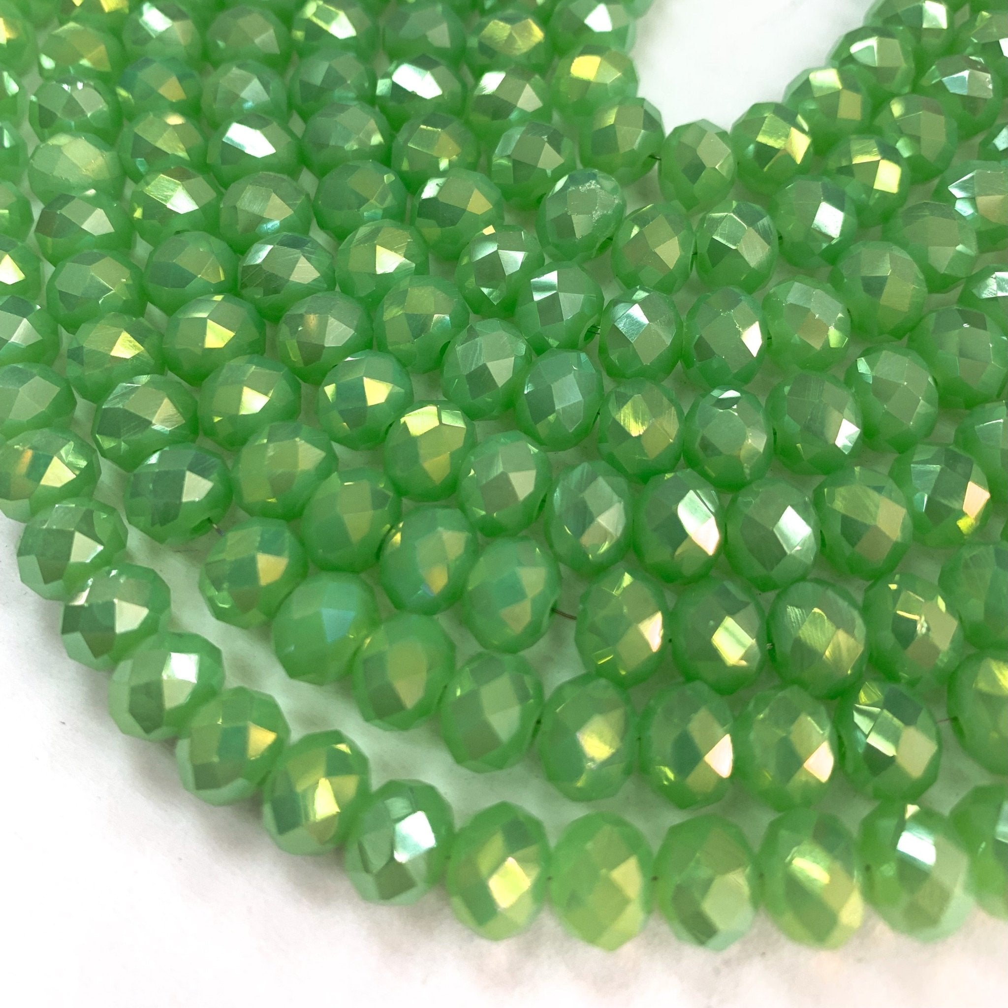 Cristal chato | 8 mm | Tornasol Matte Verde Limon (