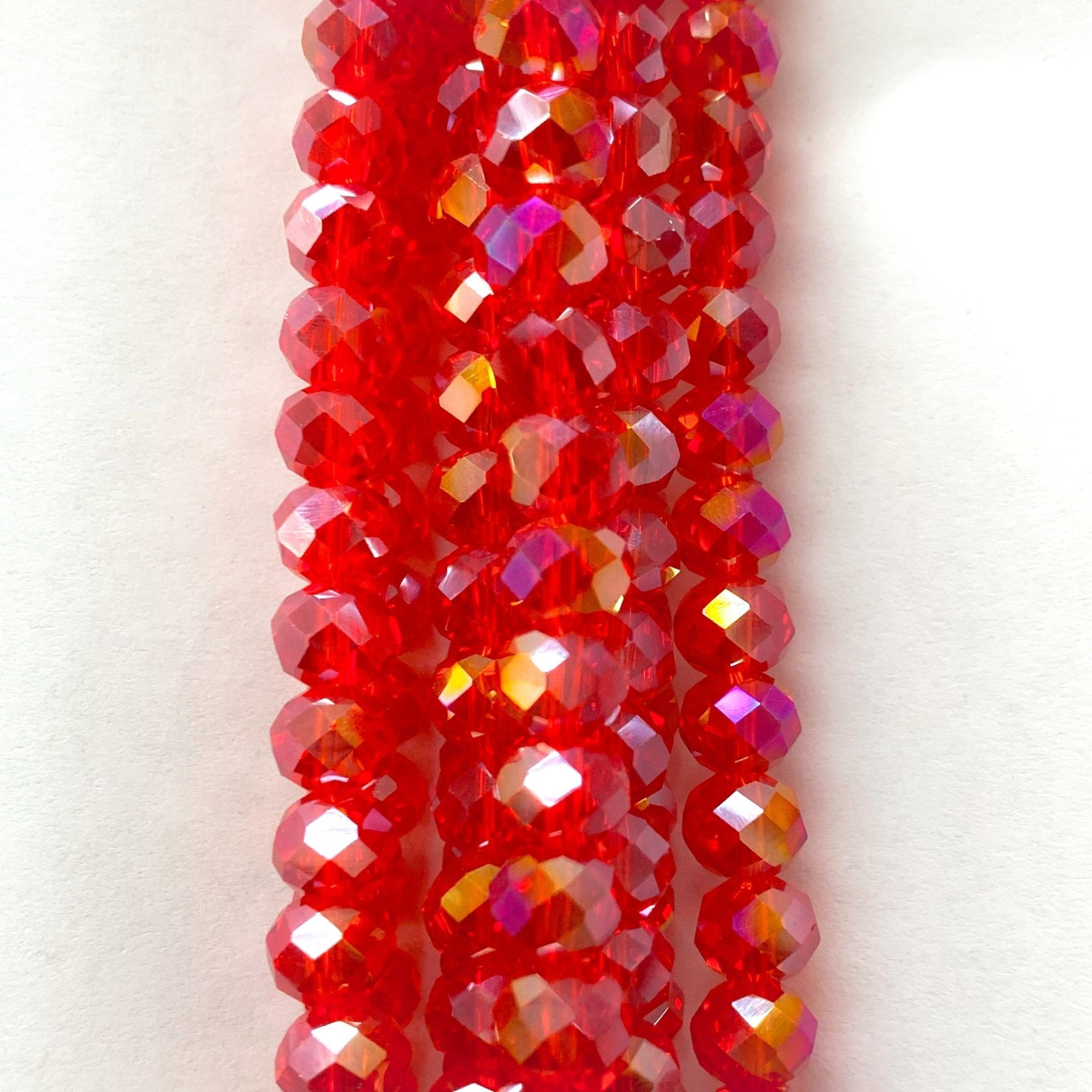 Cristal chato | 8 mm | Tornasol Rojo 1