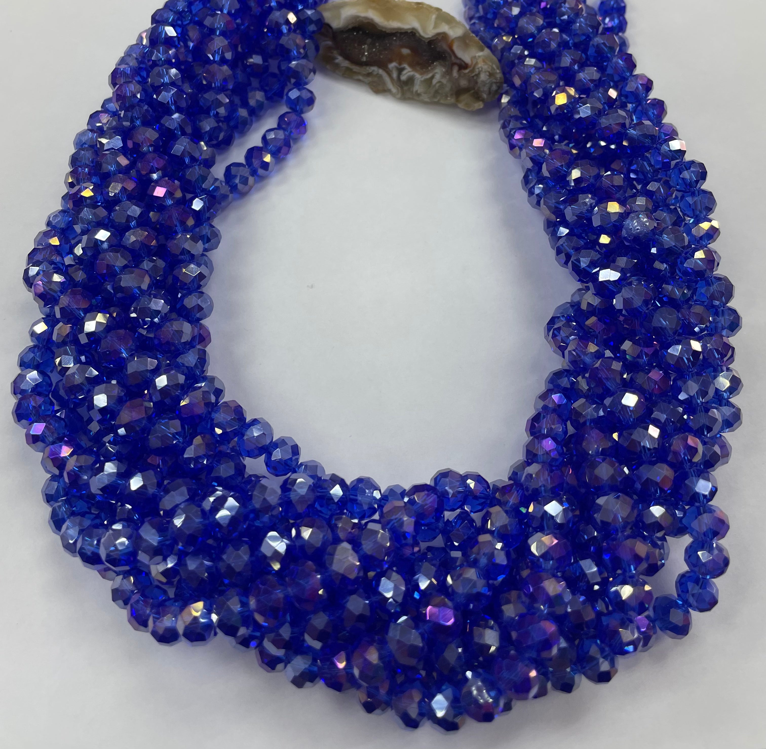 Cristal chato | 8 mm | Tornasol Translúcido Azul