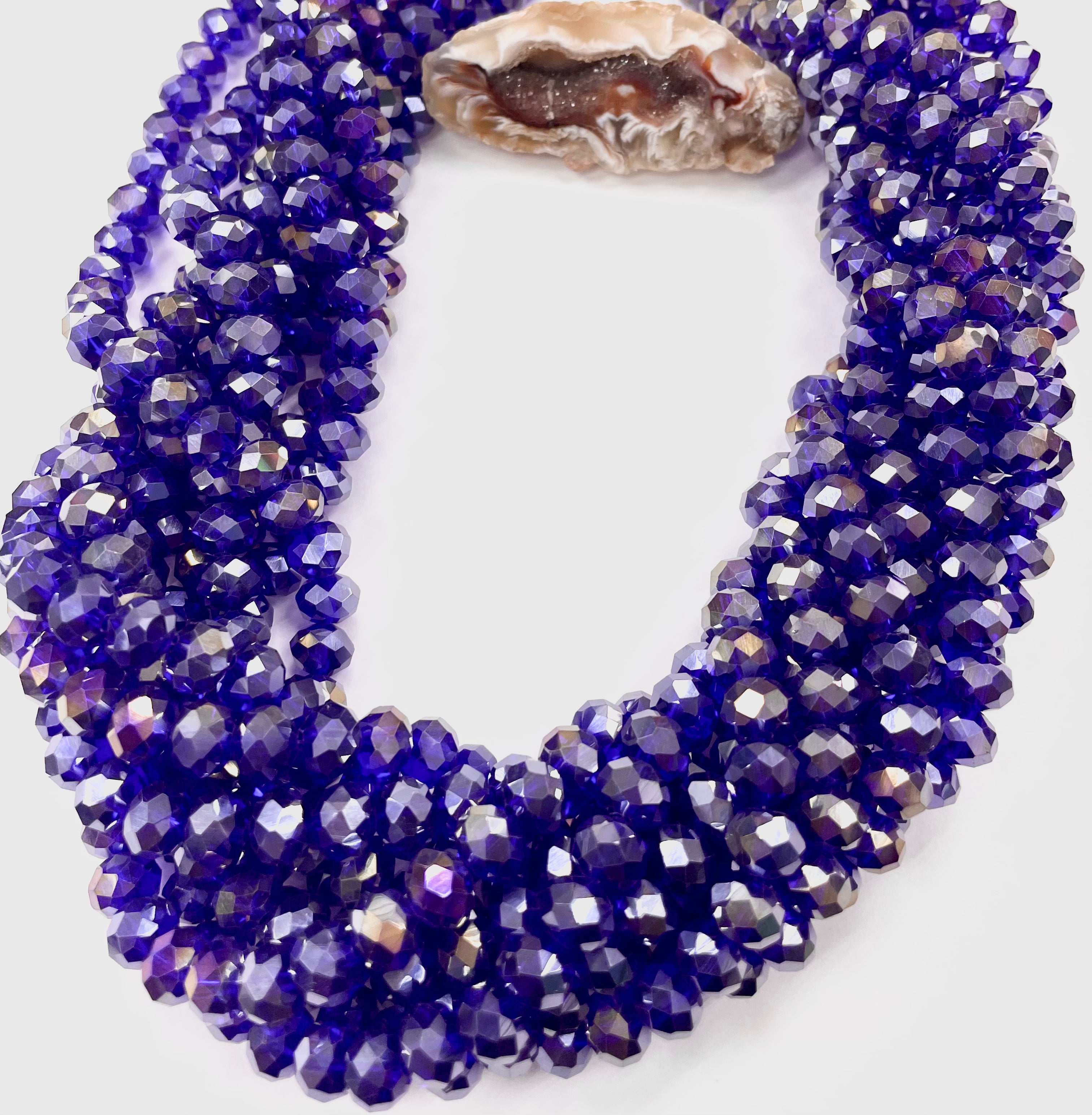 Cristal chato | 8 mm | Traslúcido Azul Oscuro Tornasol