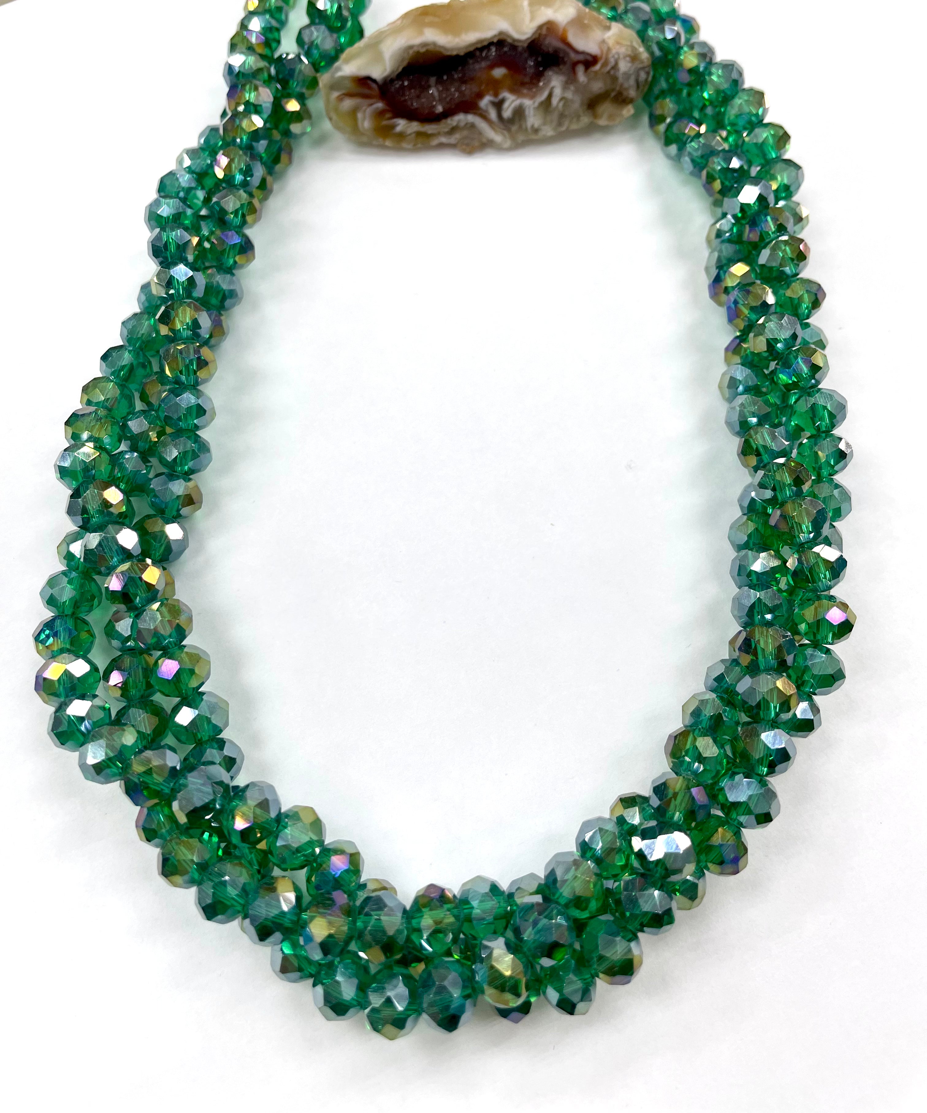 Cristal chato | 8 mm | Traslucido Verde Tornasol