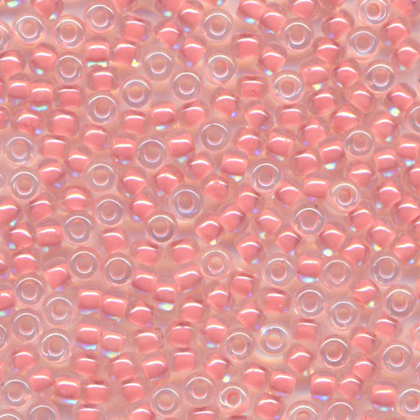 MIYUKI ROUND ROCAILLES 15/0 | 210RR | CRYSTAL LINED ROSADO