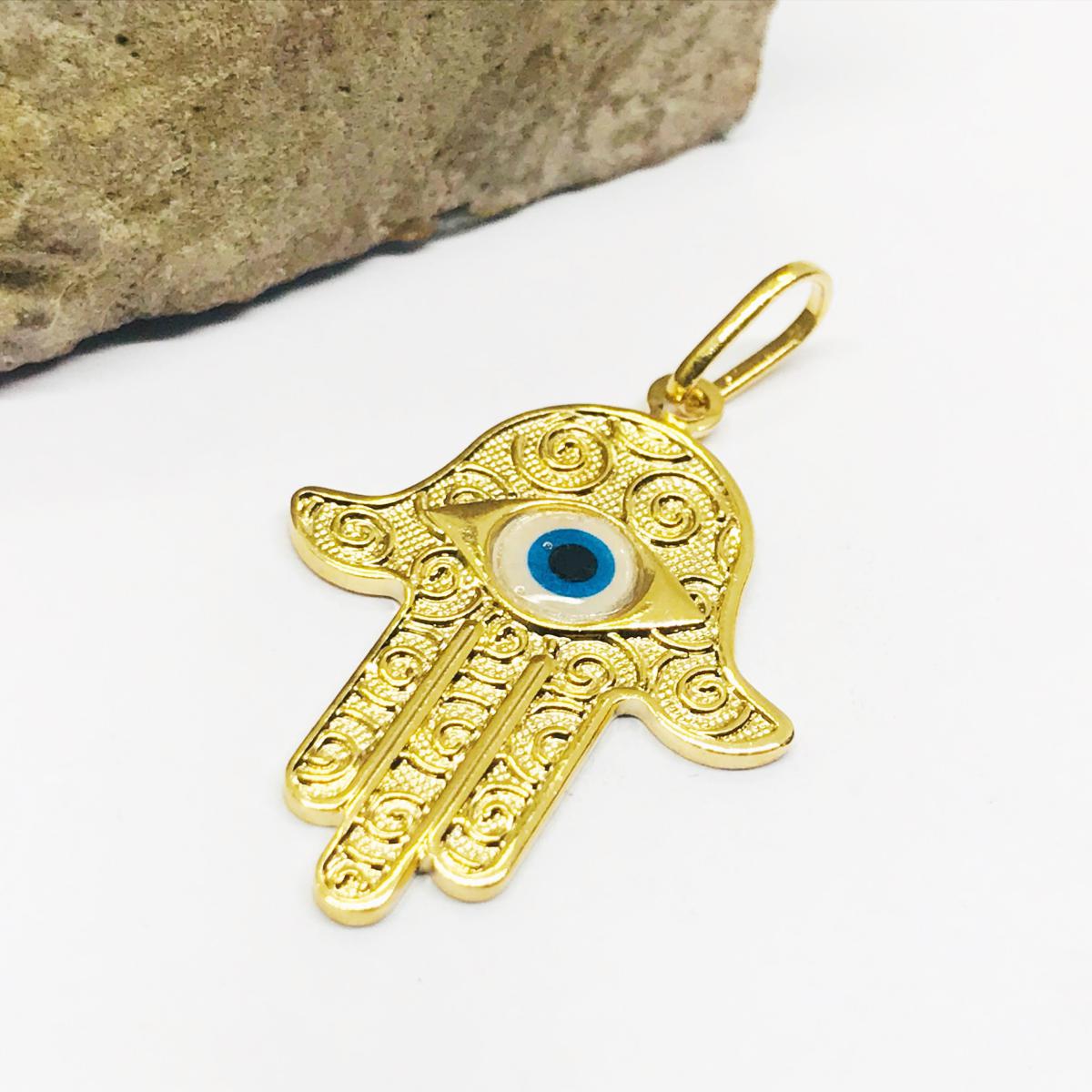 MANO DE FATIMA CON OJO | BAÑO DE ORO 24K | 35MM