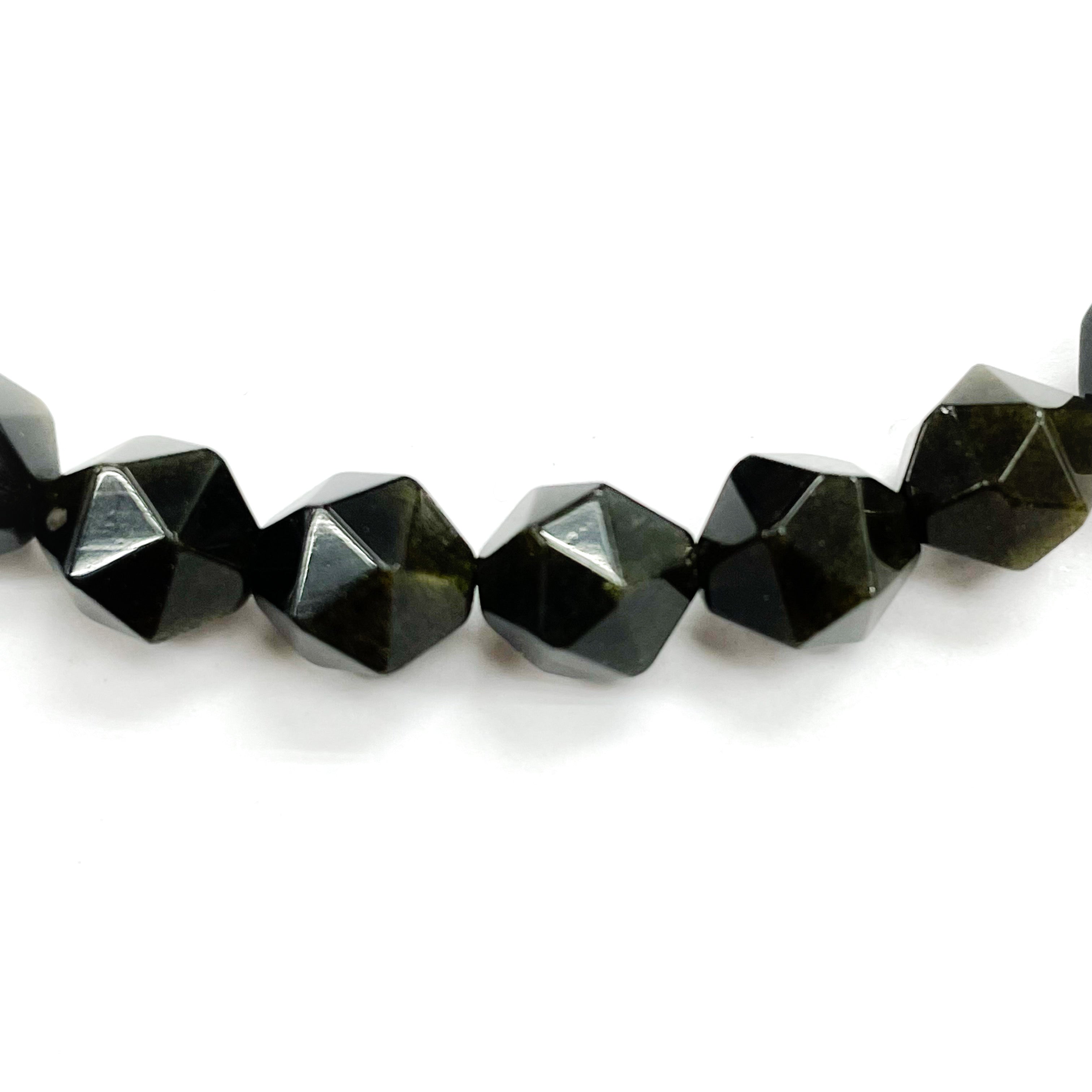 PIEDRA HEXAGONAL | 8MM | OBSIDIANA NEGRA
