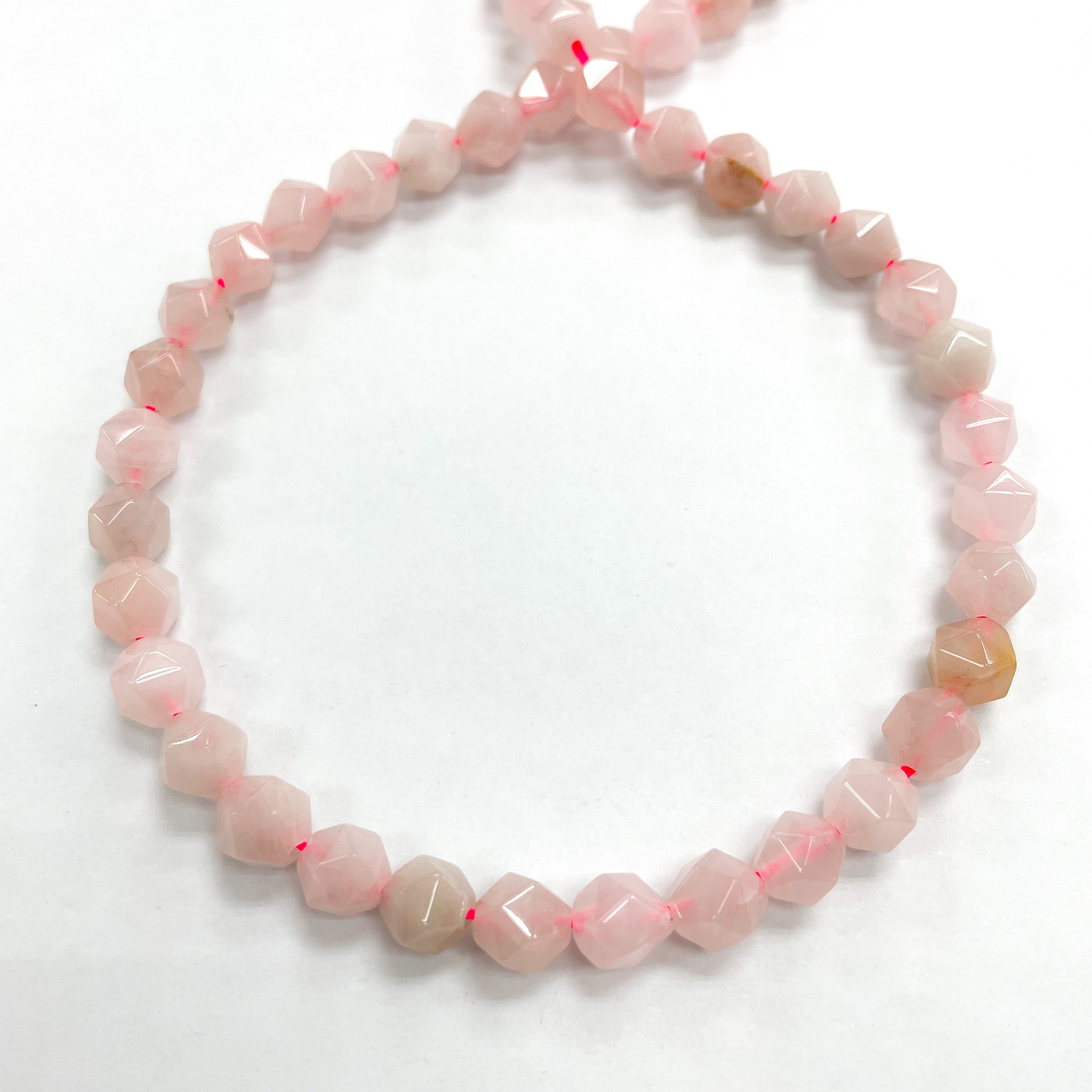 PIEDRA HEXAGONAL | 8MM | CUARZO ROSADO (9-2A)