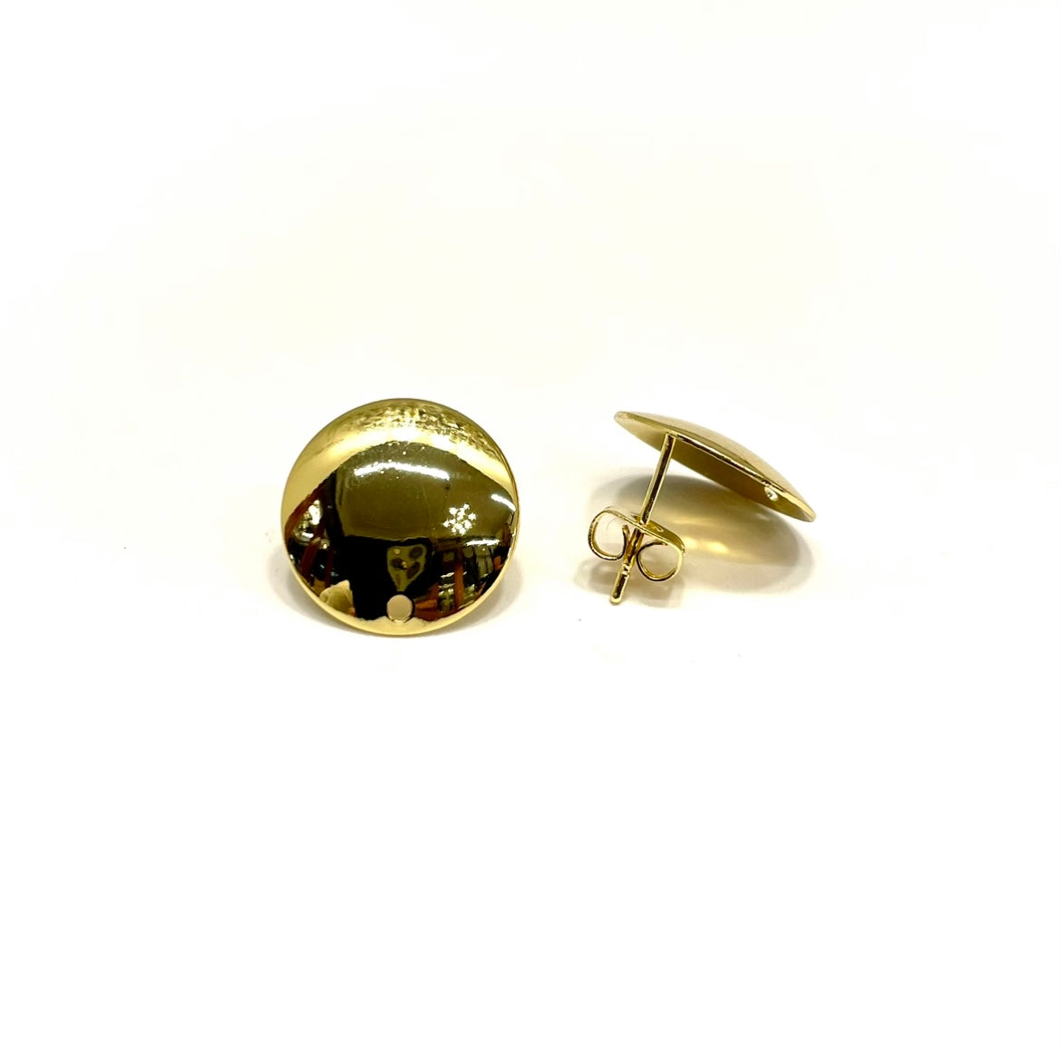 BASE DE ARO | BAÑO DE ORO | CIRCULAR | 15MM | 1 PAR