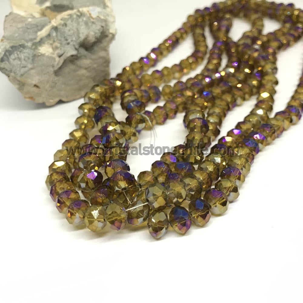 Cristal chato | 8 mm | TORNASOL BICOLOR VERDE OLIVA MORADO OSCURO