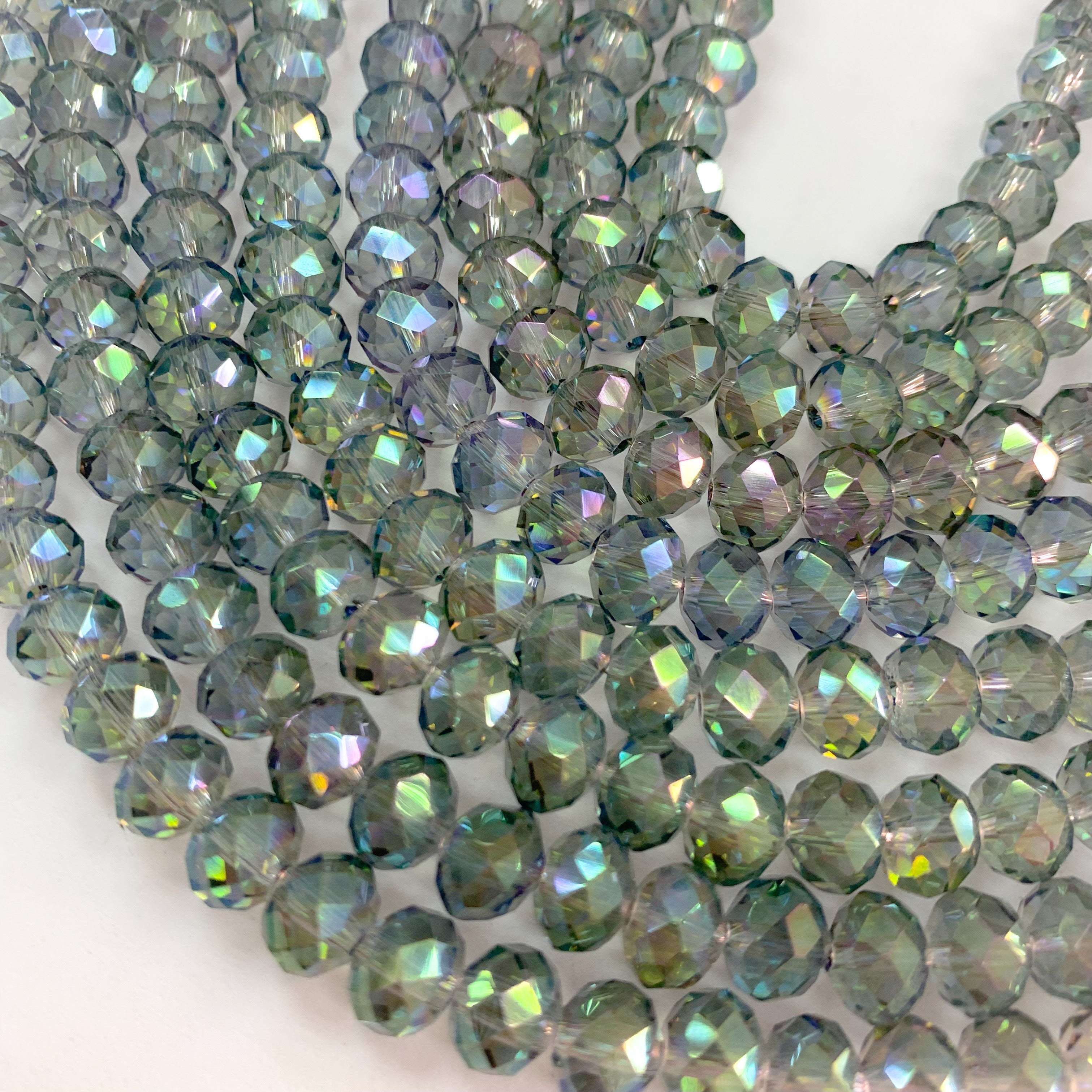 Cristal chato | 8 mm | Bicolor T Verde Esm Lila (16-5G)