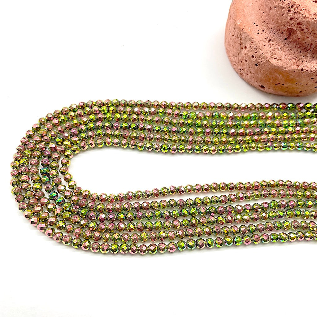 HEMATITA MICRO FACETADA | 3MM| VERDE ROSA (9-15A)