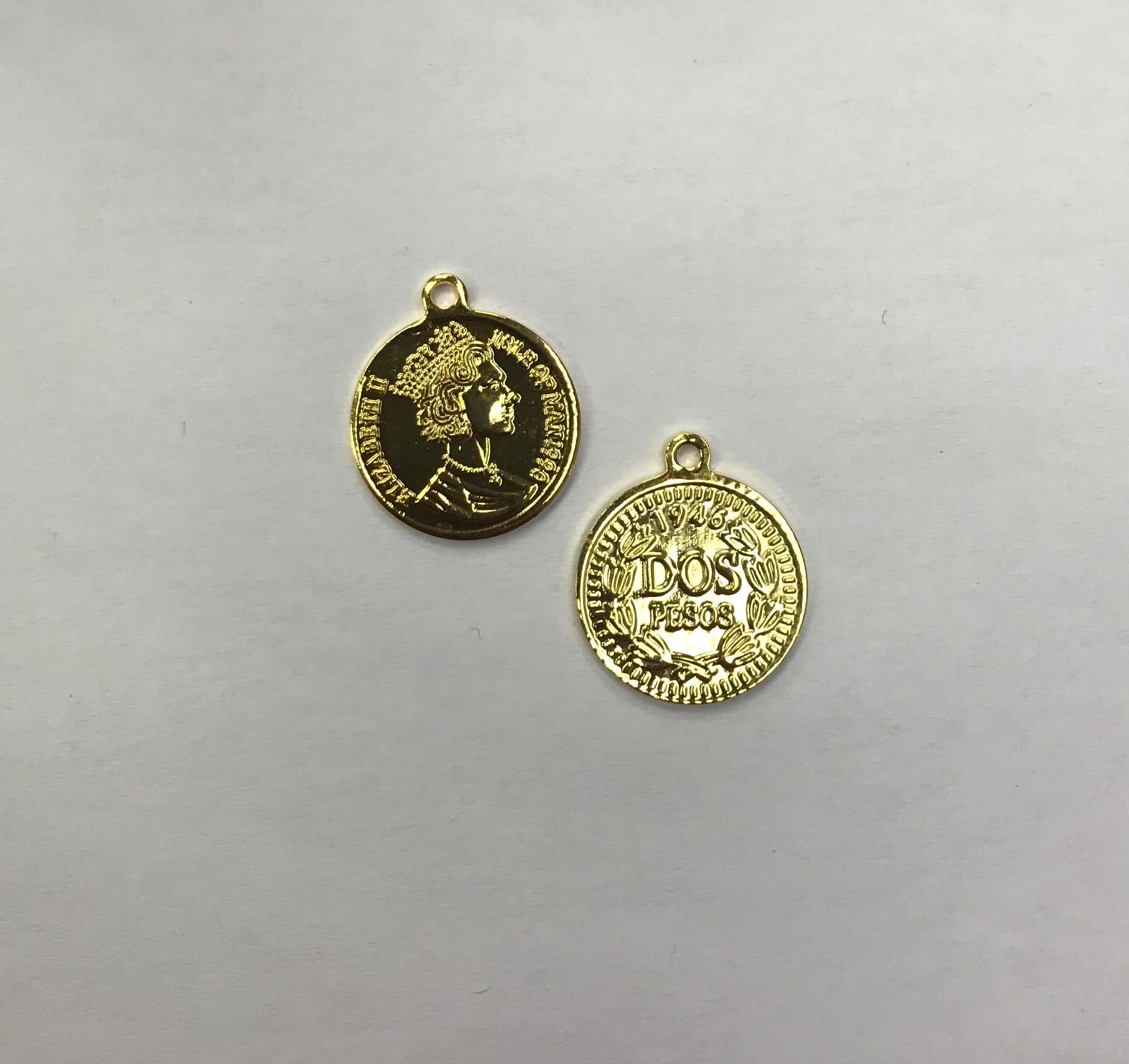 COLGANTE MONEDA DOS PESOS | BAÑADO EN ORO 24K | 17.5MM X 15MM C5(20EO)
