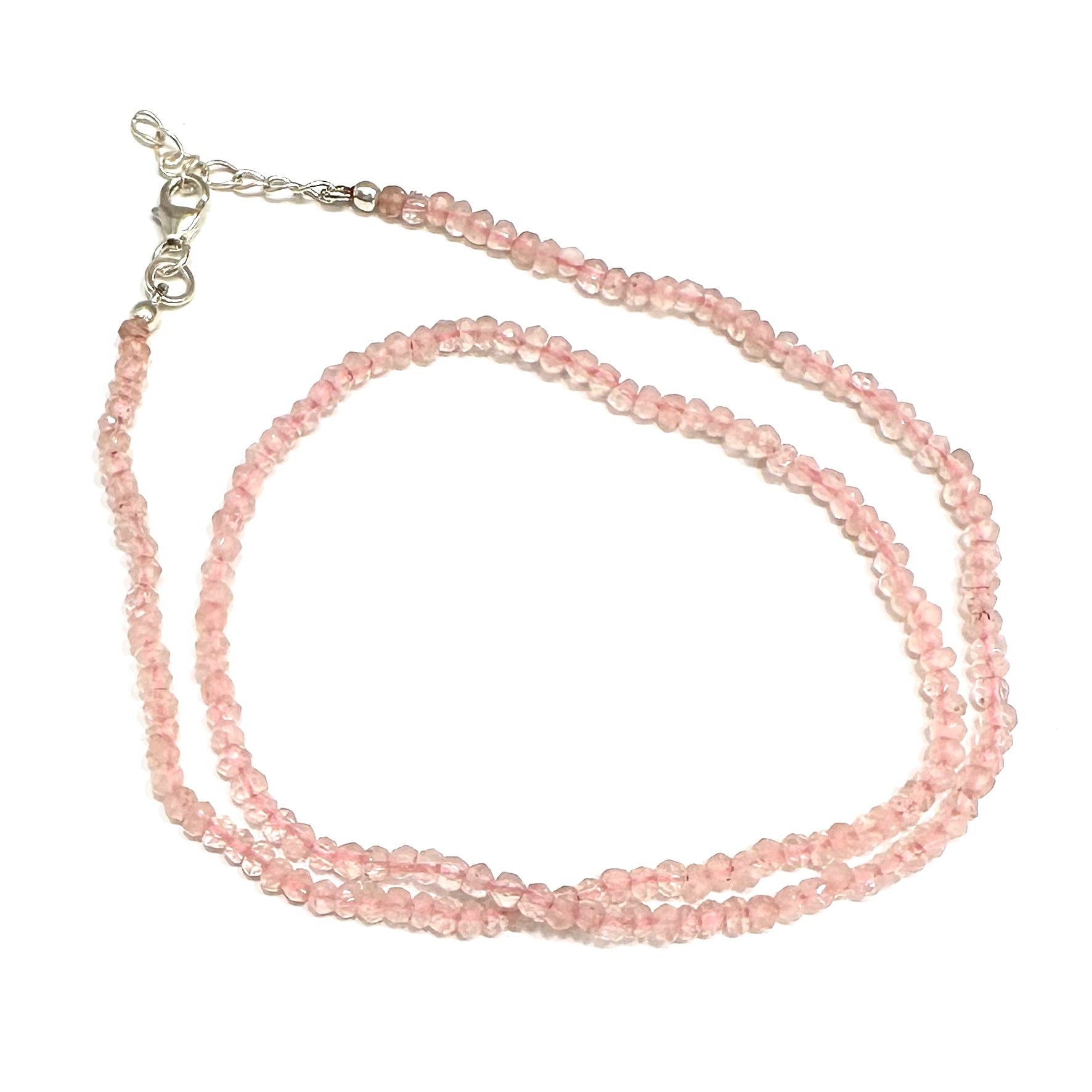 COLLAR | PIEDRA NATURAL | CUARZO ROSADO RONDEL FACETADA 3.4MM