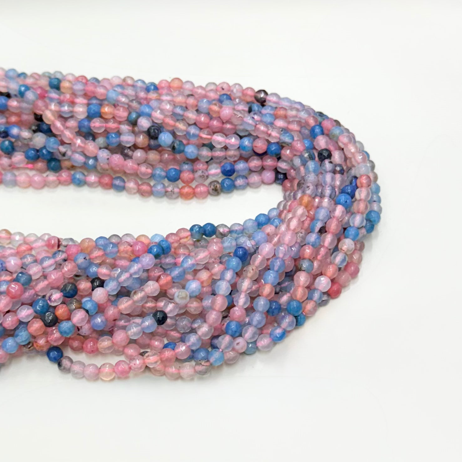 Agata Facetada | 4mm | Mix azul celeste y rosa