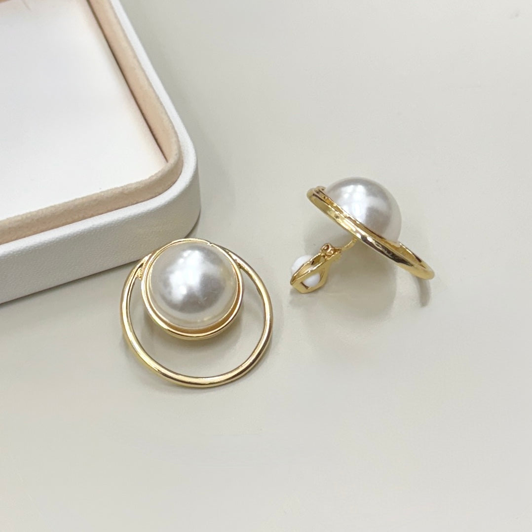 AROS DOBLE CIRCULO CON PERLA | CLIP | LUNAM