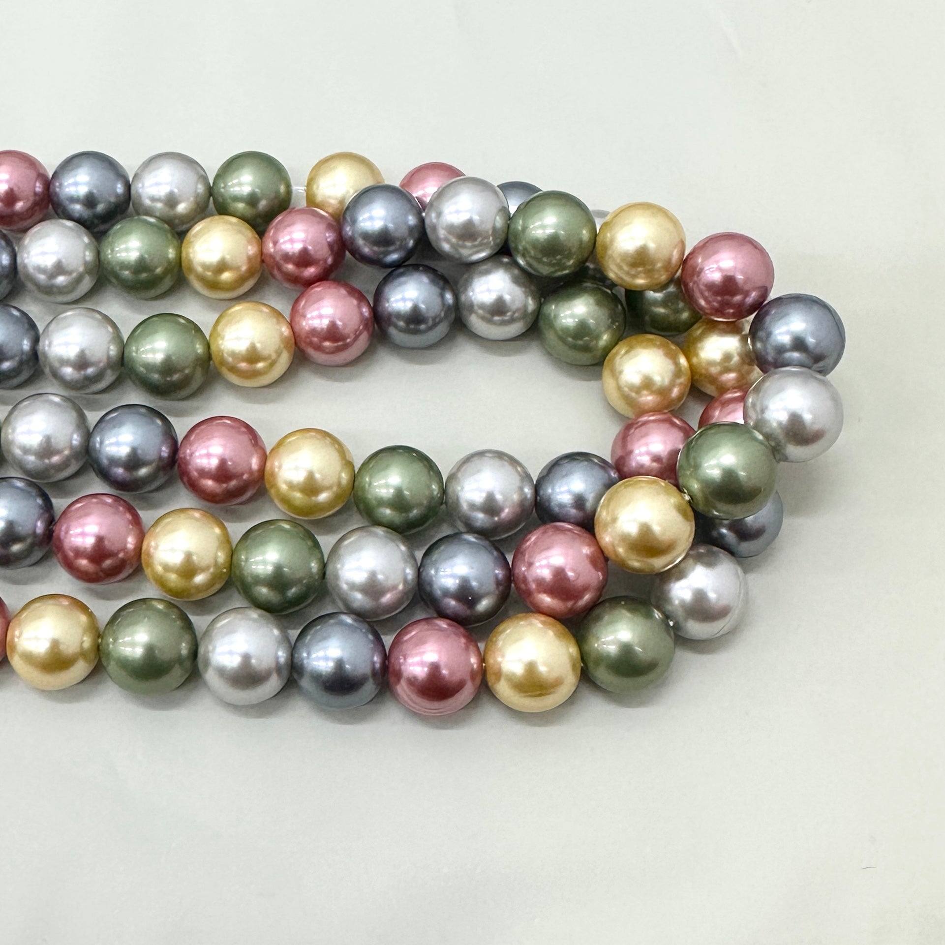 PERLA SHELL | 12MM | MIX AMARILLO VERDE GRIS AZUL ROSA