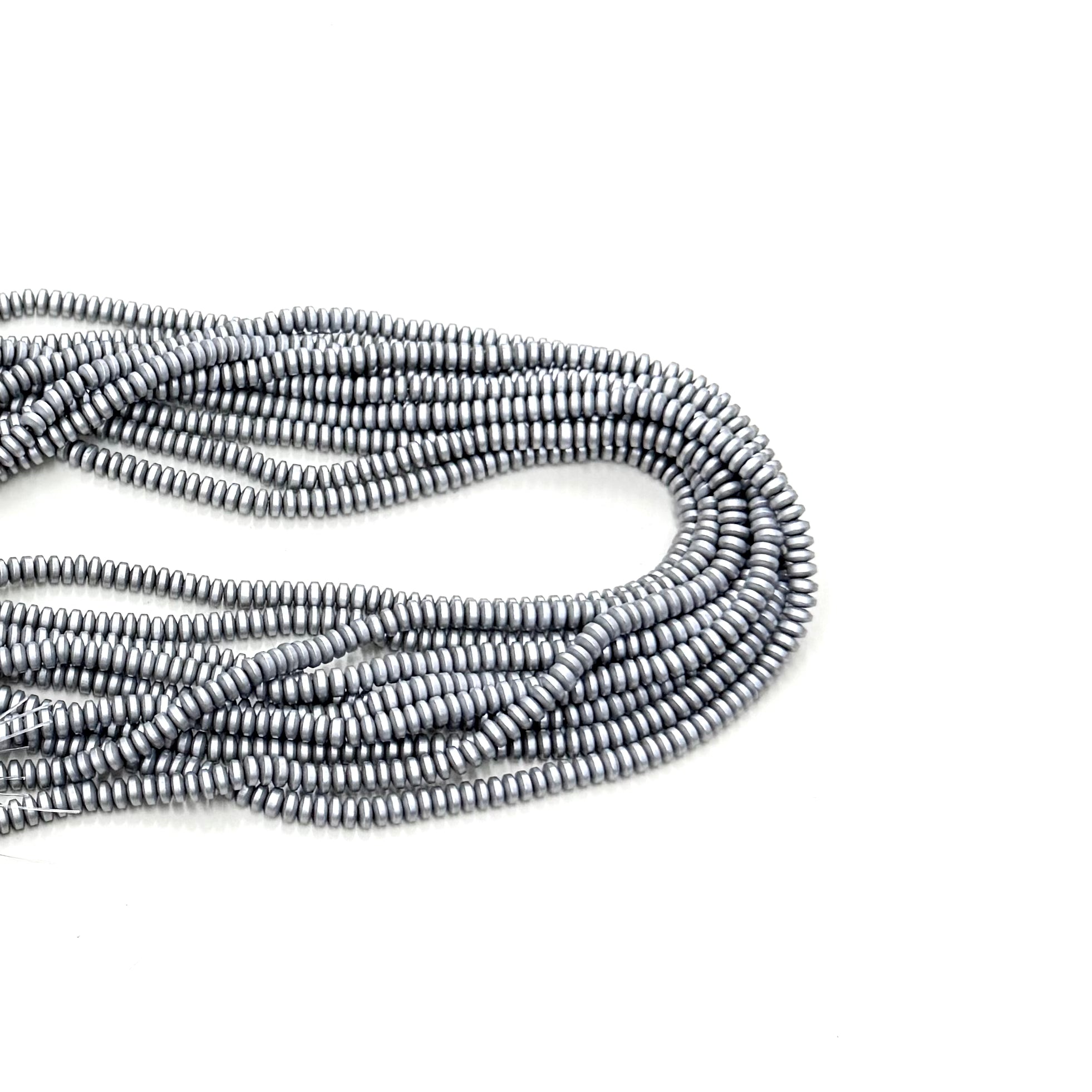 HEMATITA RONDELL MATTE | 5×1.5MM | PLATEADO