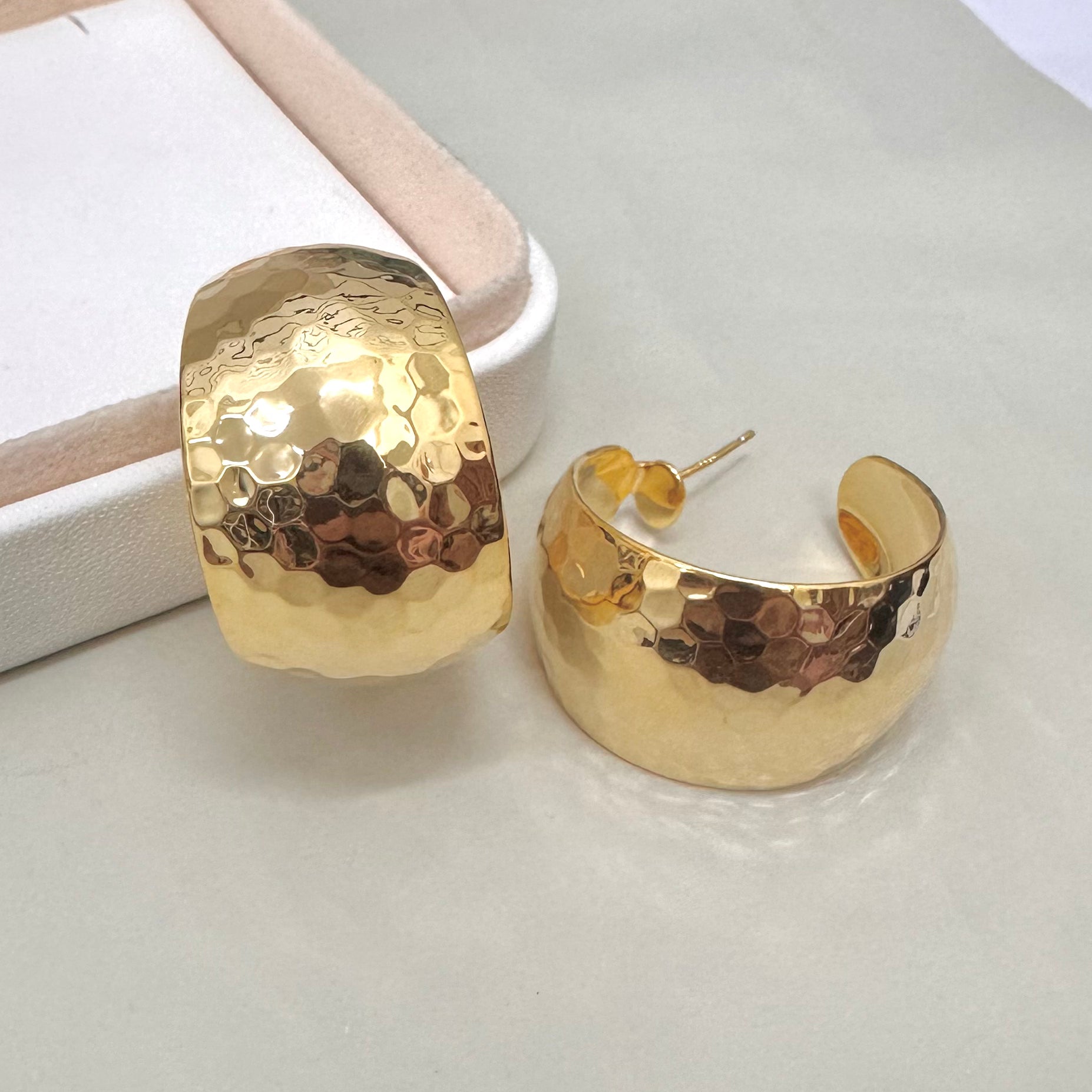 AROS  BAÑO DE ORO | ARGOLLAS FACETADAS | 30MM X 20MM