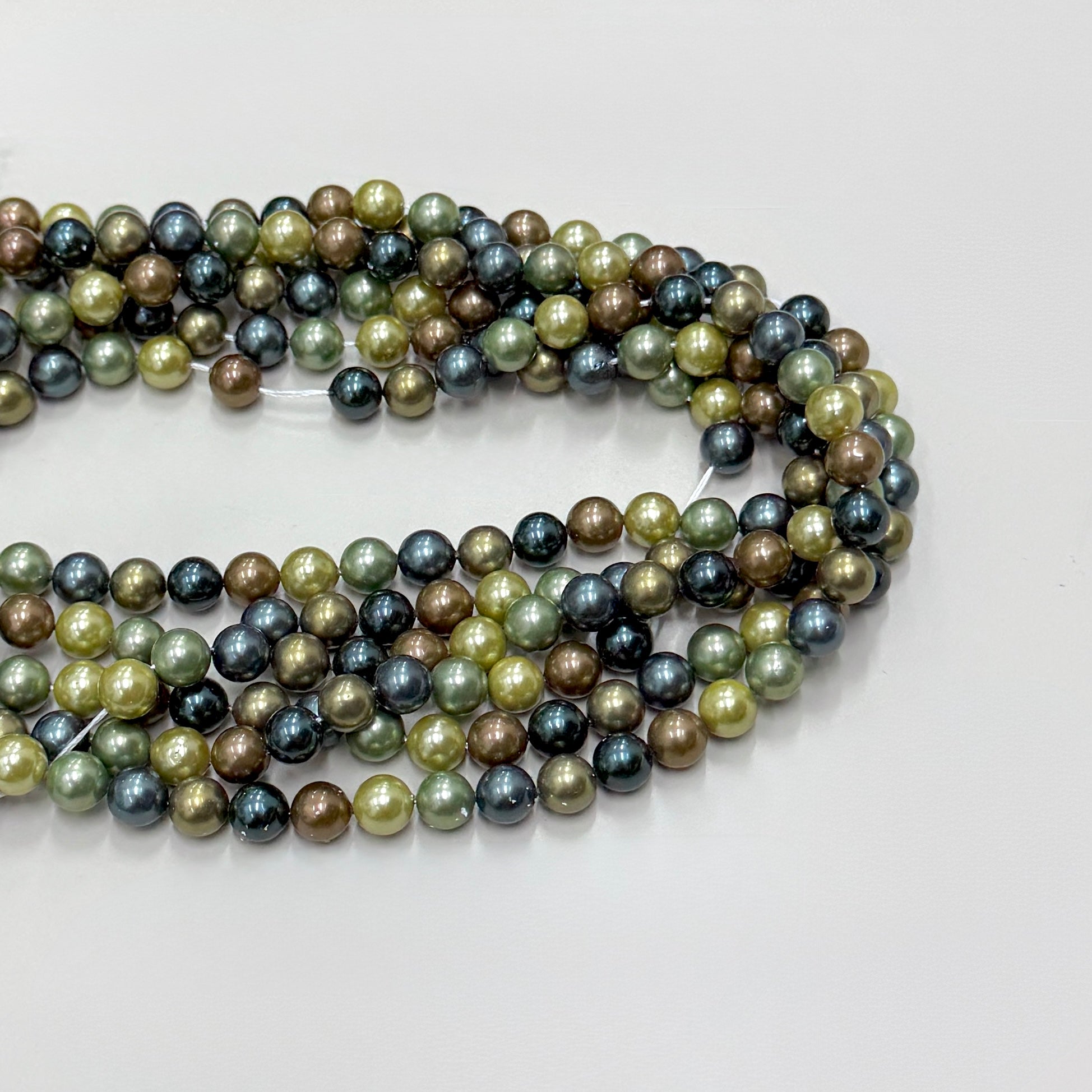 PERLA SHELL | 8MM | MIX TONOS VERDE Y CAFE