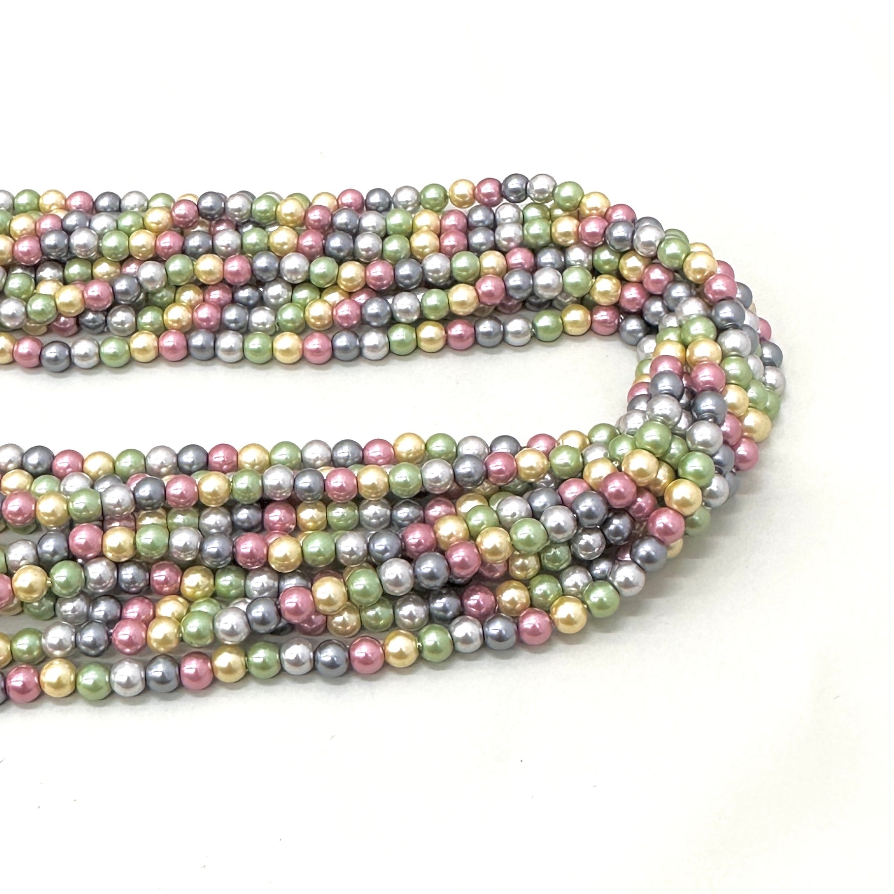 PERLA SHELL | 4MM | MIX GRIS VERDE AMARILLO ROSA AZUL