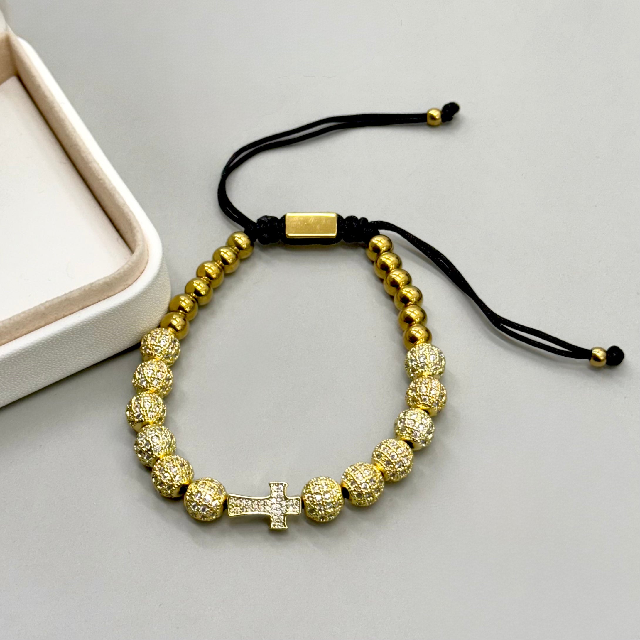 PULSERA HILO | CRUZ CON STRASS