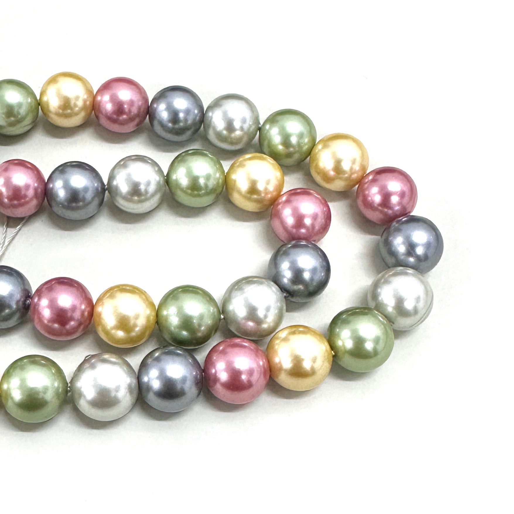 PERLA SHELL | 10MM | MIX GRIS VERDE AMARILLO MAGENTA Y AZUL