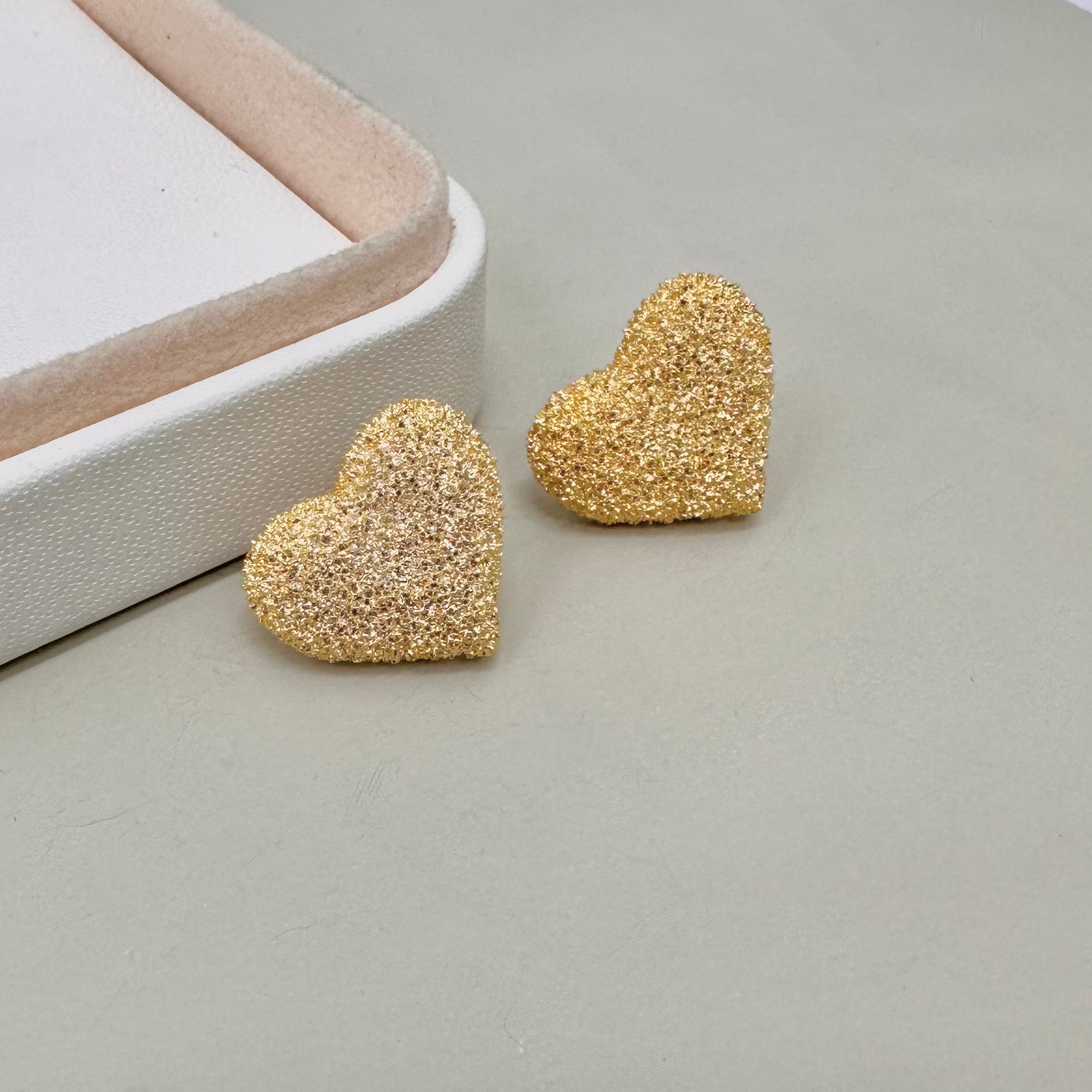 AROS  BAÑO DE ORO | CORAZON DE AZUCAR | 20MM X 15MM