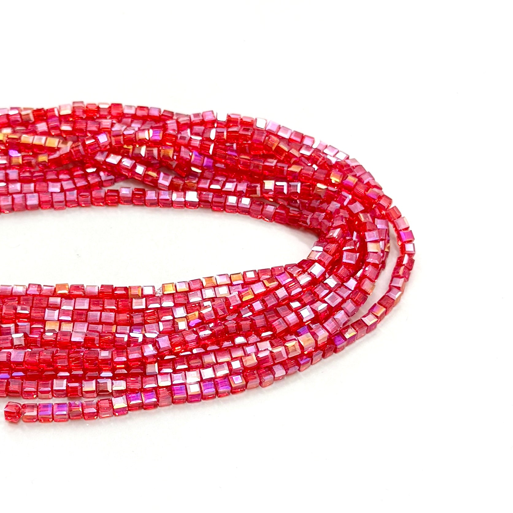 CRISTAL CUADRADO | 3MM | ROJO TRASLUCIDO TORNASOL