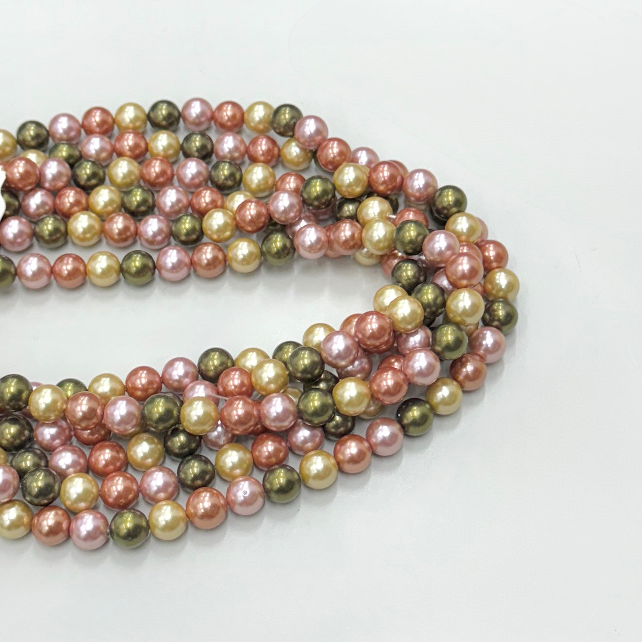 PERLA SHELL | 8MM | DORADO VERDE OLIVA NARANJA PALO ROSA