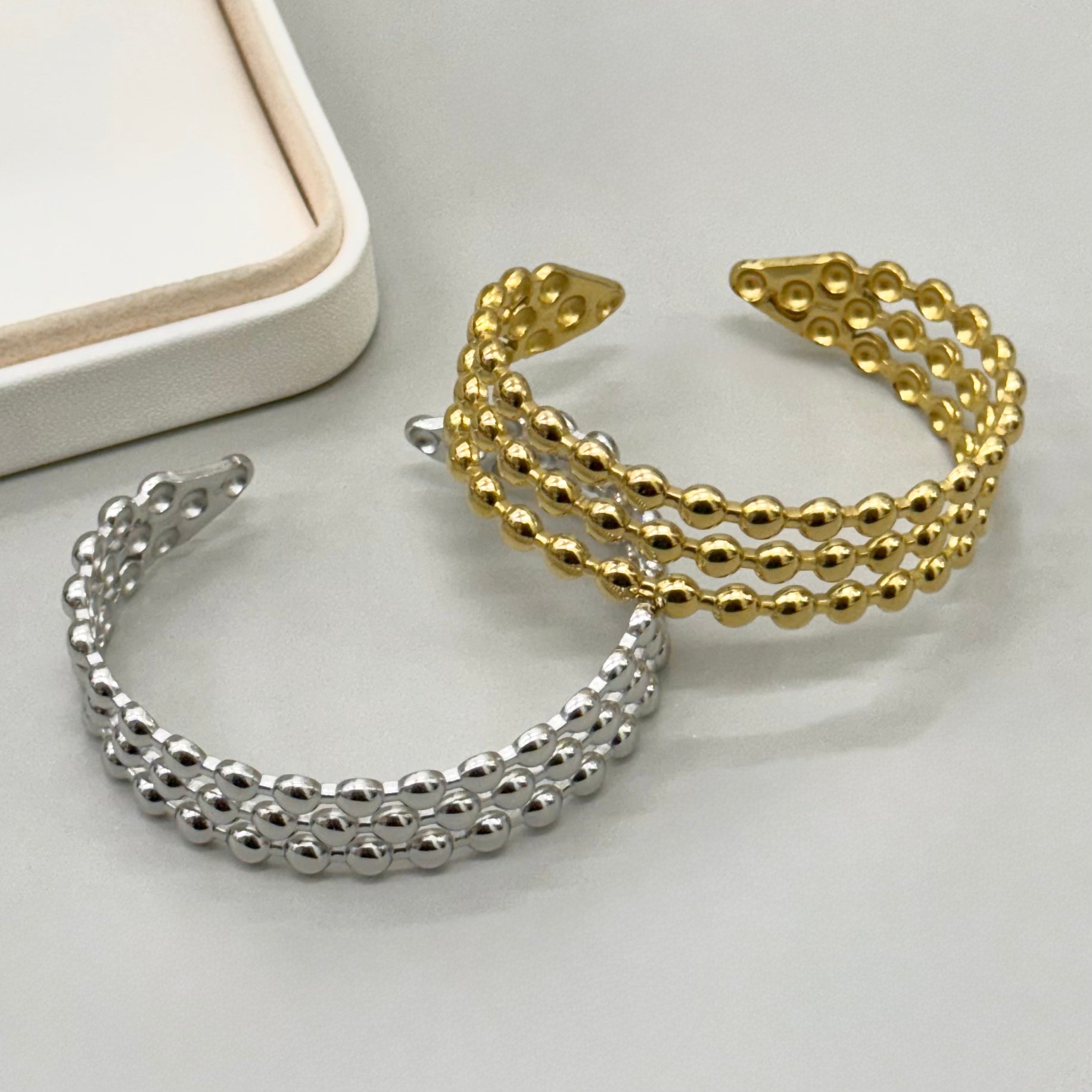 PULSERA RIGIDA | TRES LINEAS DISEÑO BOLITAS