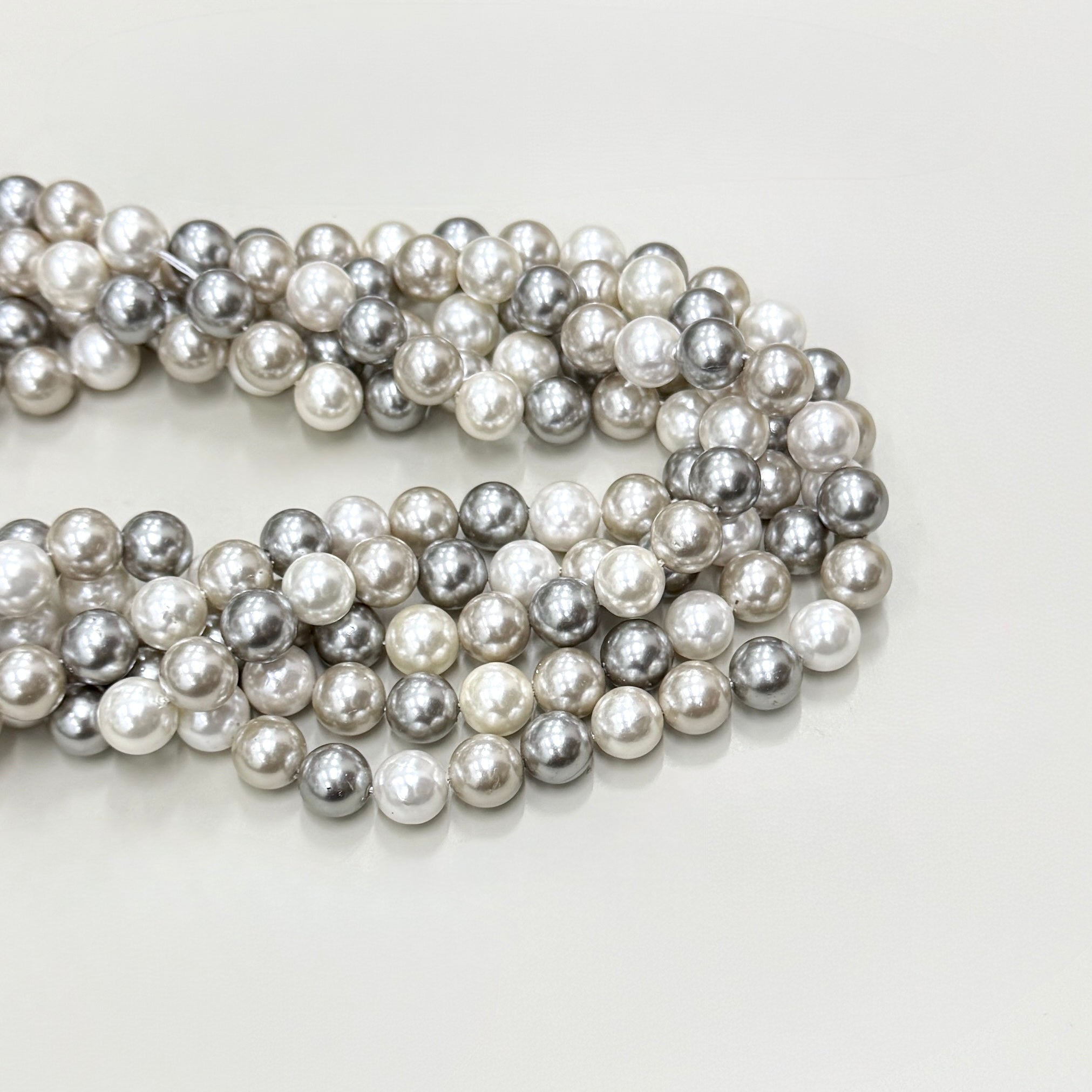 PERLA SHELL | MIX BLANCO GRIS Y PLATEADO