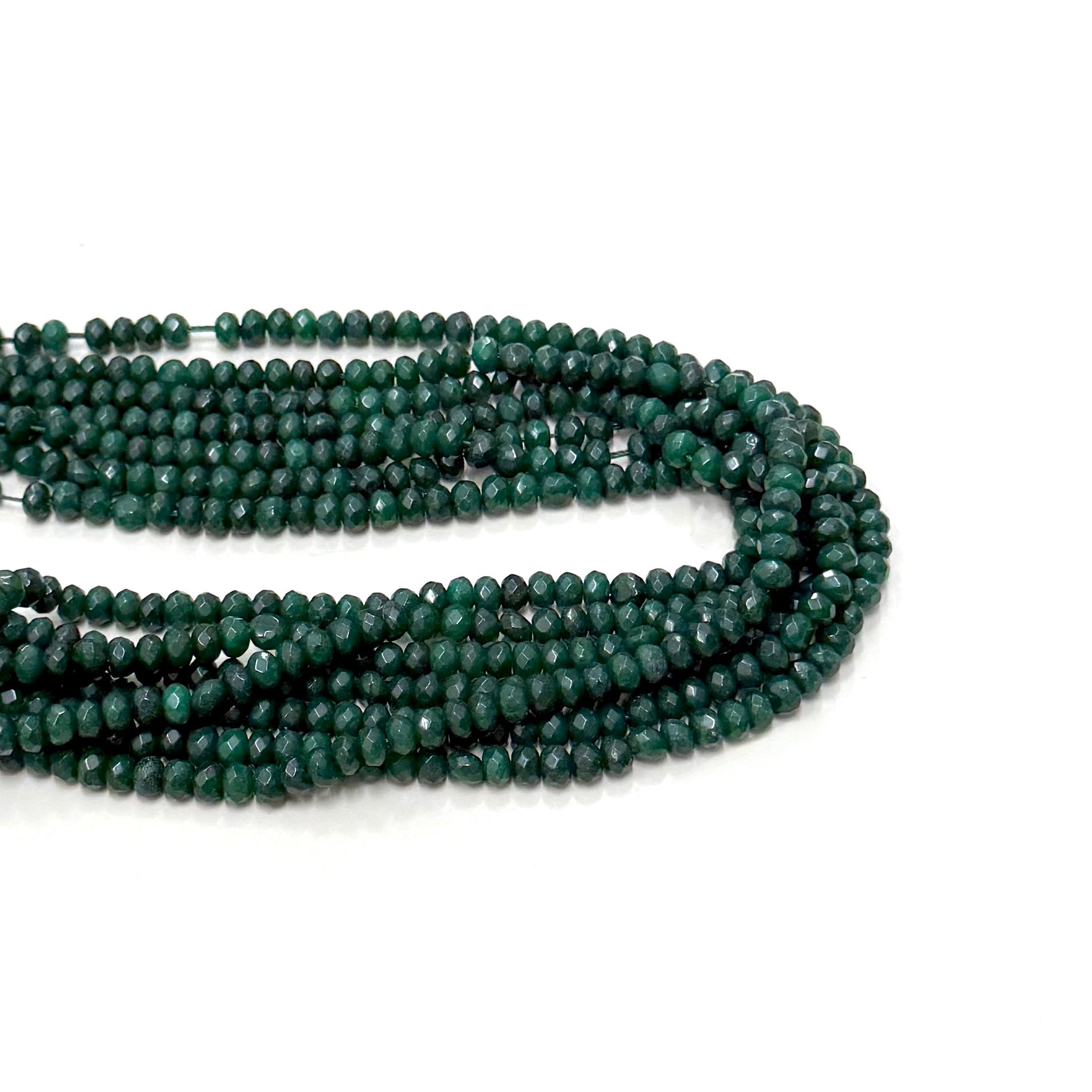 AGATA FACETADA RONDELL 6MM | VERDE OSCURO OPACO