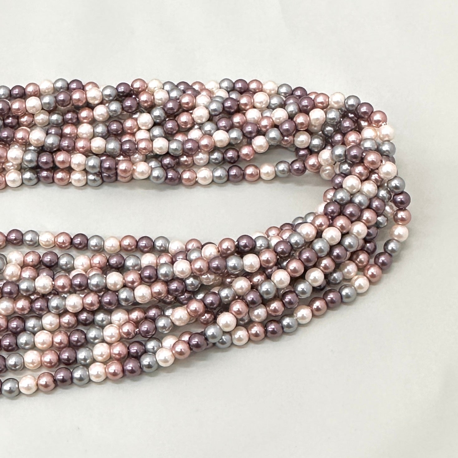 PERLA SHELL | 4MM | MIX GRIS CREMA DAMASCO Y MAGENTA