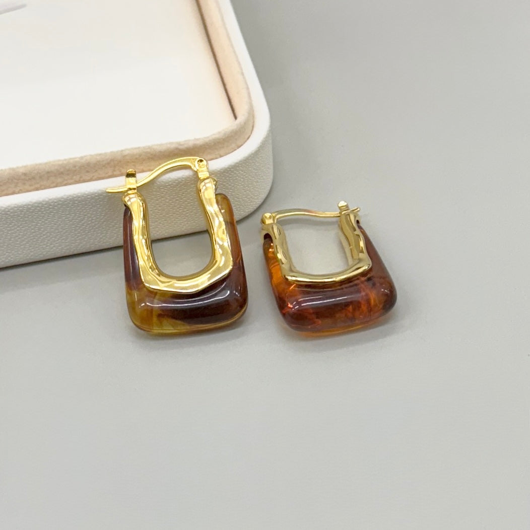 AROS | ARGOLLA BAG CUADRADA CON RESINA| 30x20MM