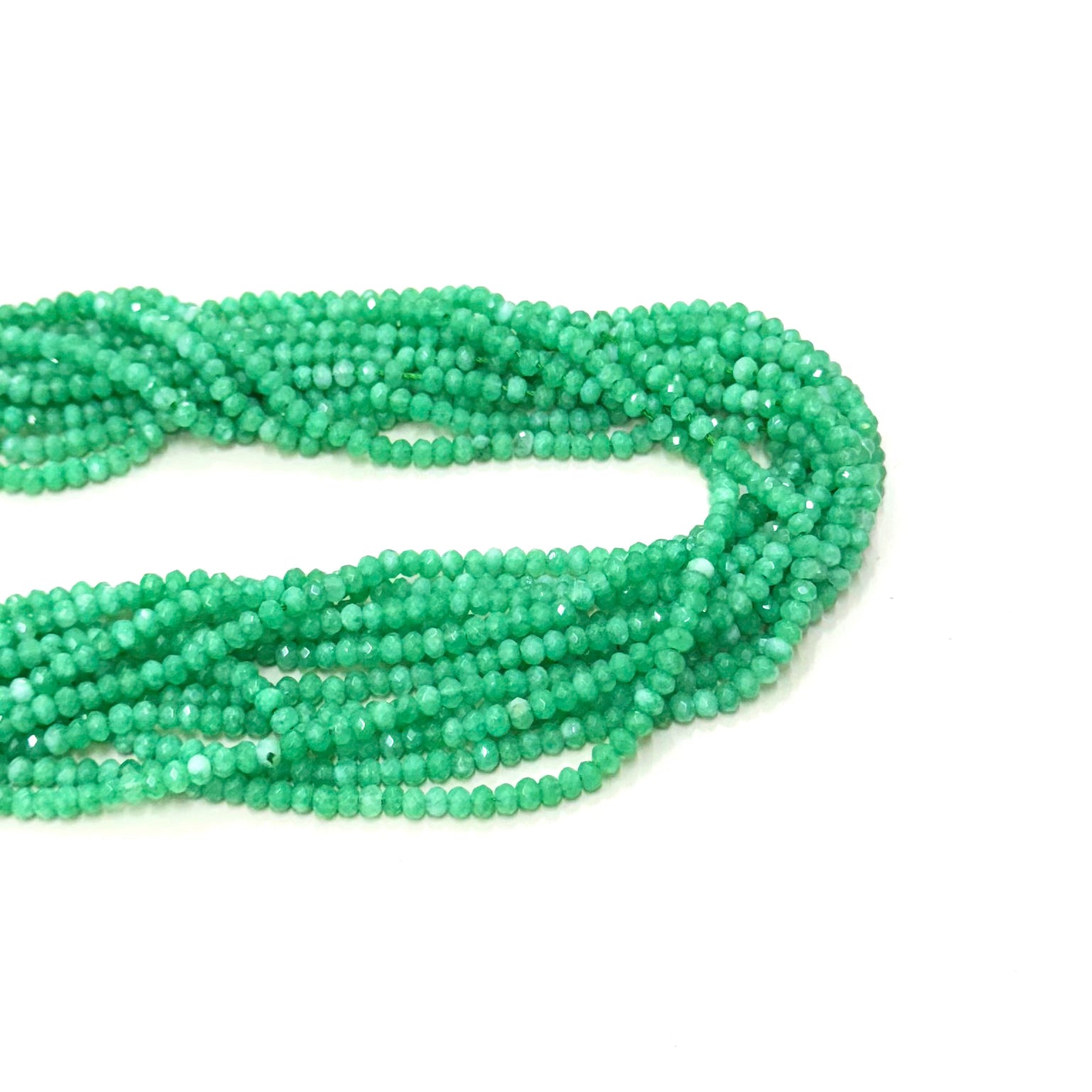 AGATA FACETADA RONDELL 4MM | VERDE PASTO MATIZADO