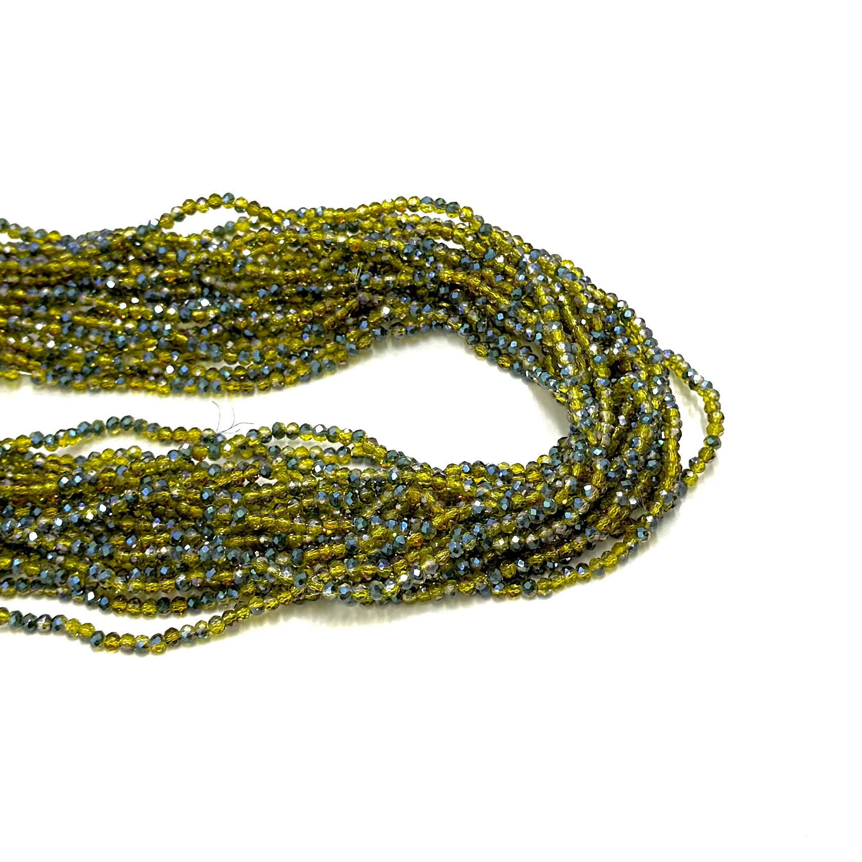 CRISTAL CHATO | 2.6MM | VERDE OLIVA TRASLUCIDO Y METAL AZUL