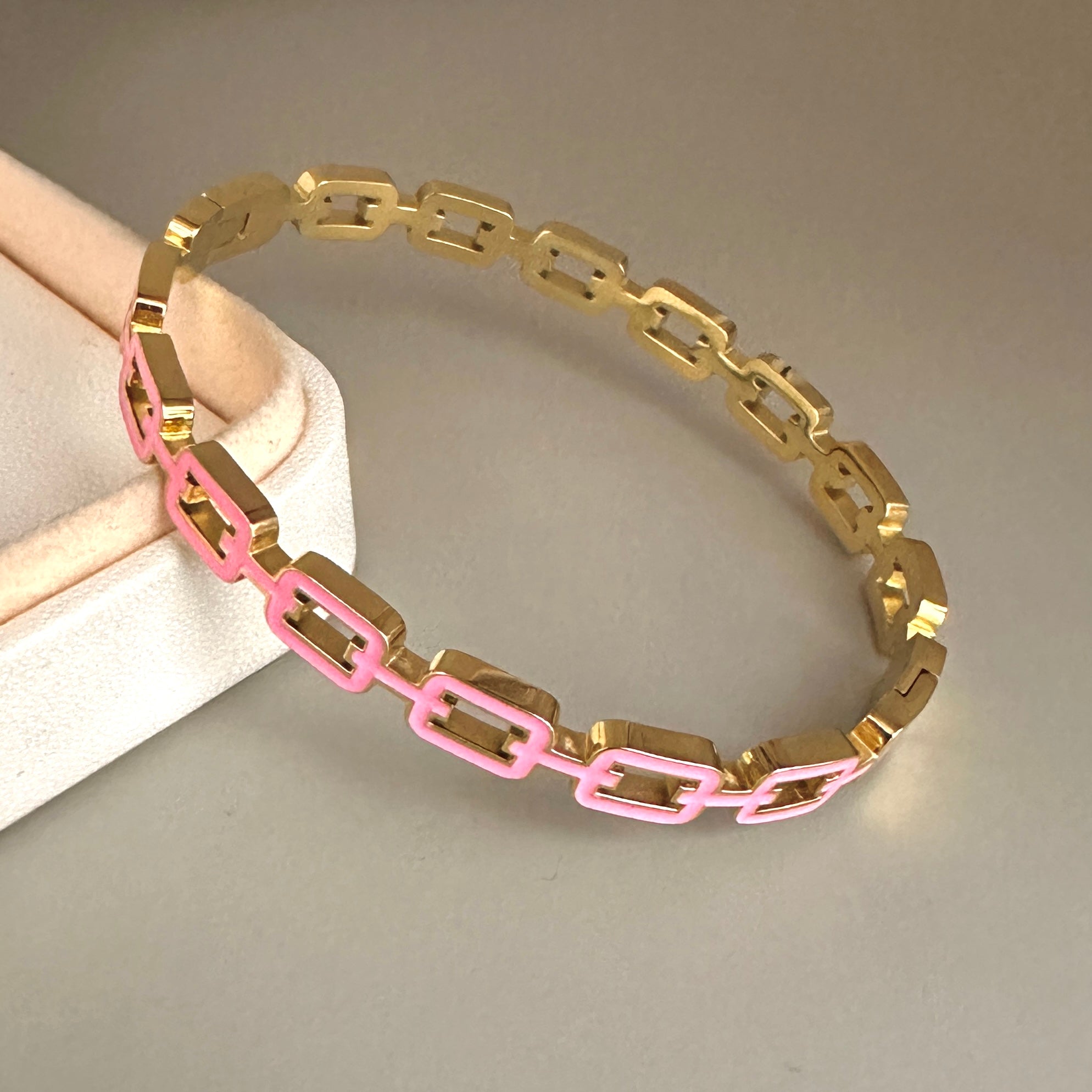 PULSERA RIGIDA | ESLABON ROSA