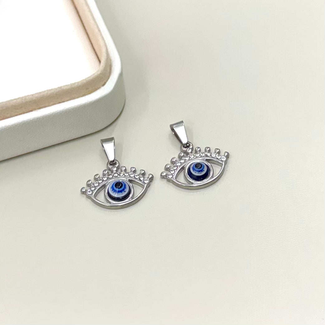 COLGANTE OJITO | TURCO AZUL | BAÑO DE ORO BLANCO