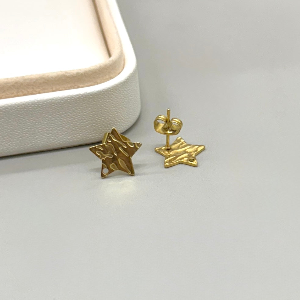 BASE DE ARO | ESTRELLA DISEÑO | ACERO | BAÑO DE ORO 18K | 12MM