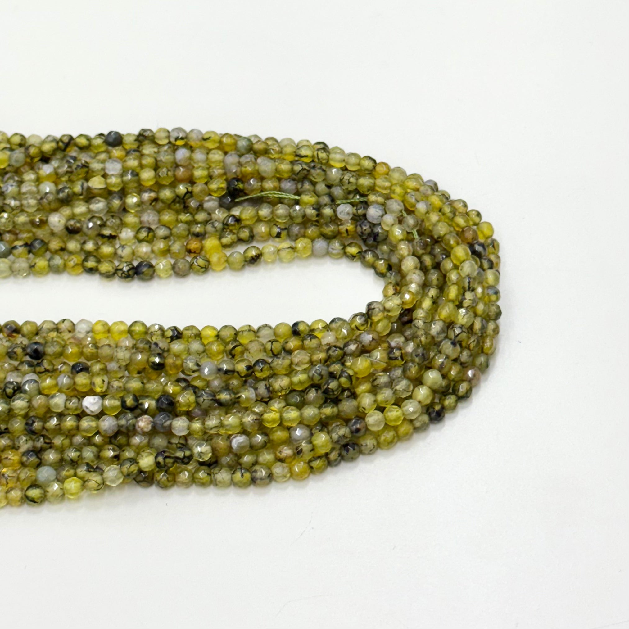 Agata Facetada | 4mm | Amarillo Venas negras