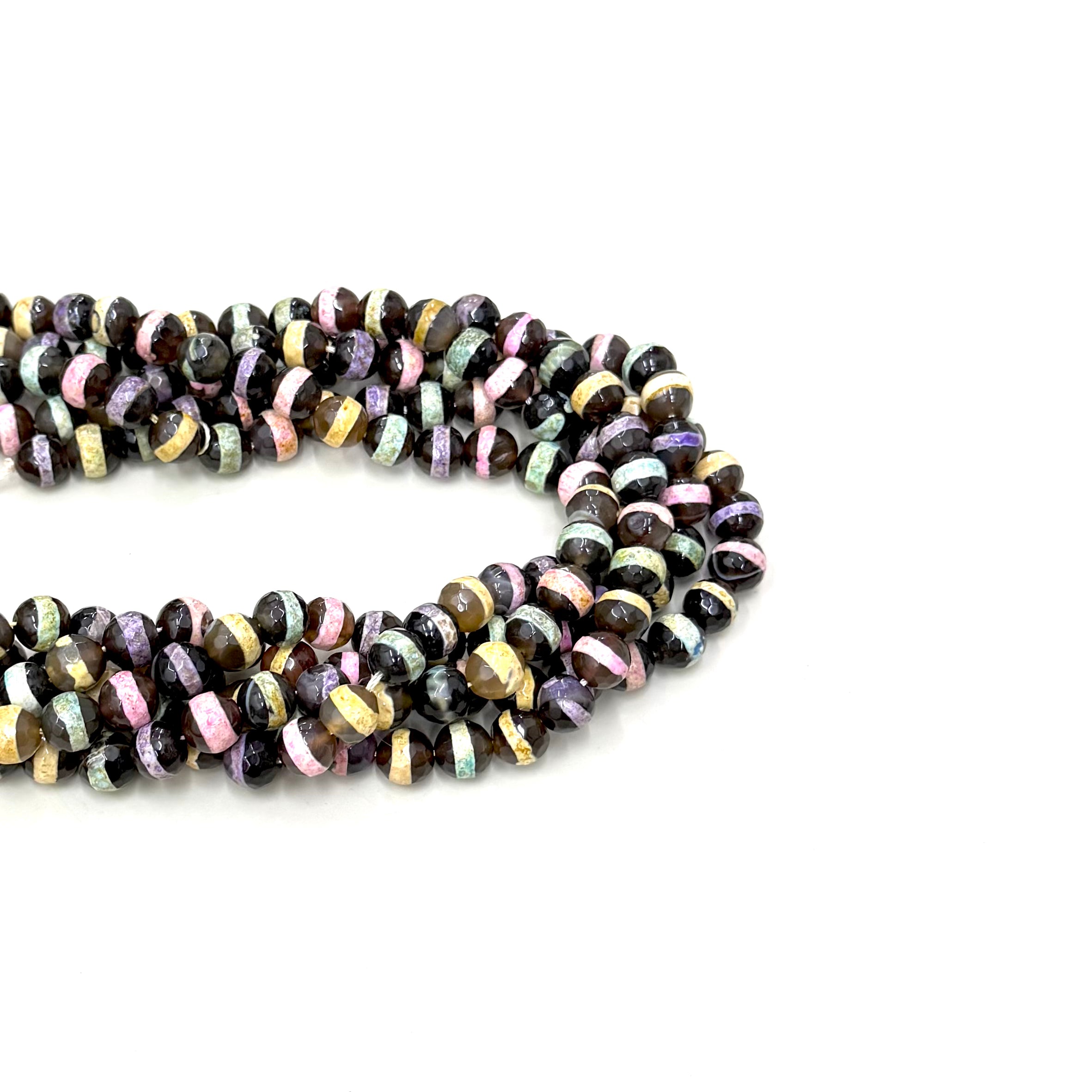 AGATA FACETADA | 10MM |  LINEAS MULTICOLOR
