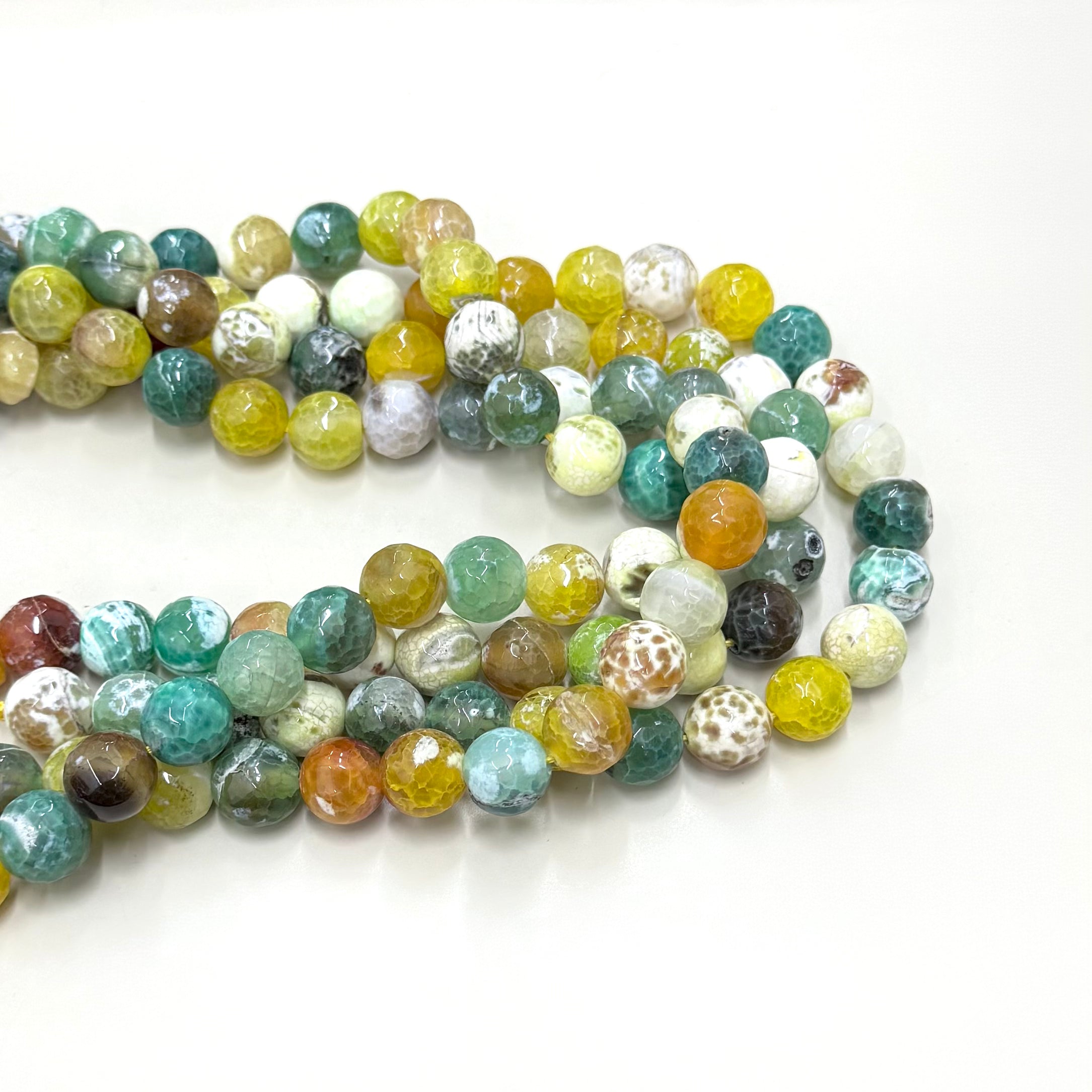 Agata Facetada | Verde amarillo cafe moteado