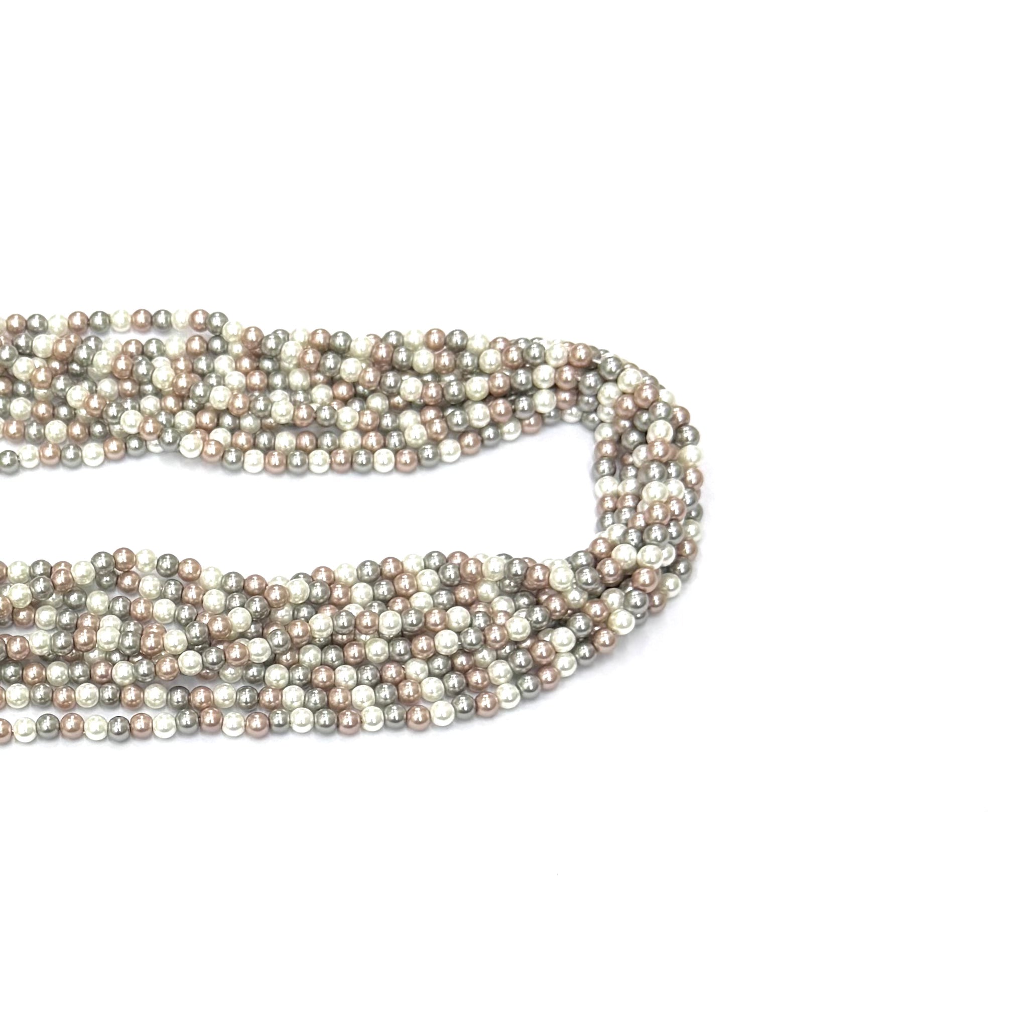 PERLA SHELL | 4MM | MIX ROSADO GRIS BLANCO