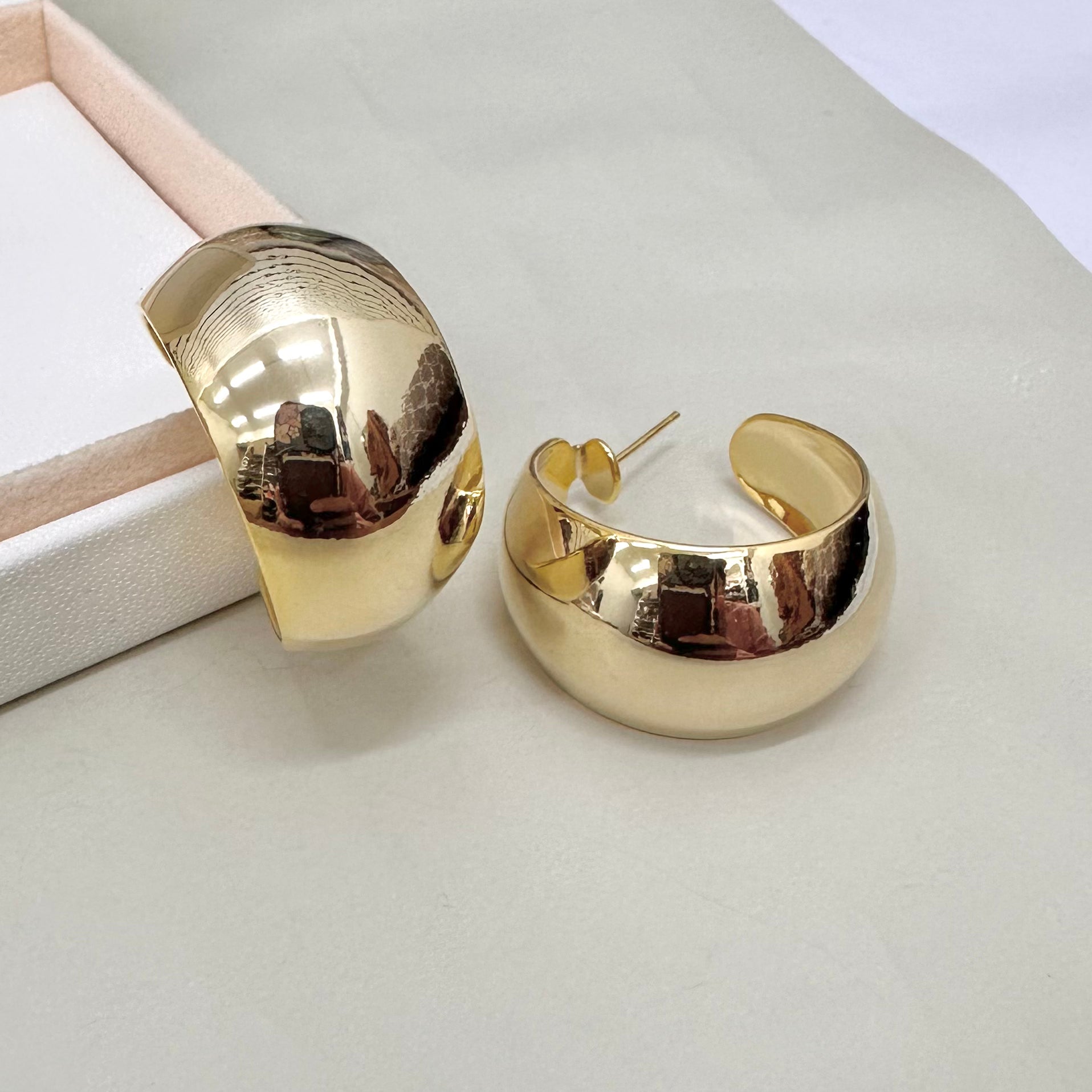 AROS  BAÑO DE ORO | ARGOLA ANCHA | 30MM X 25MM