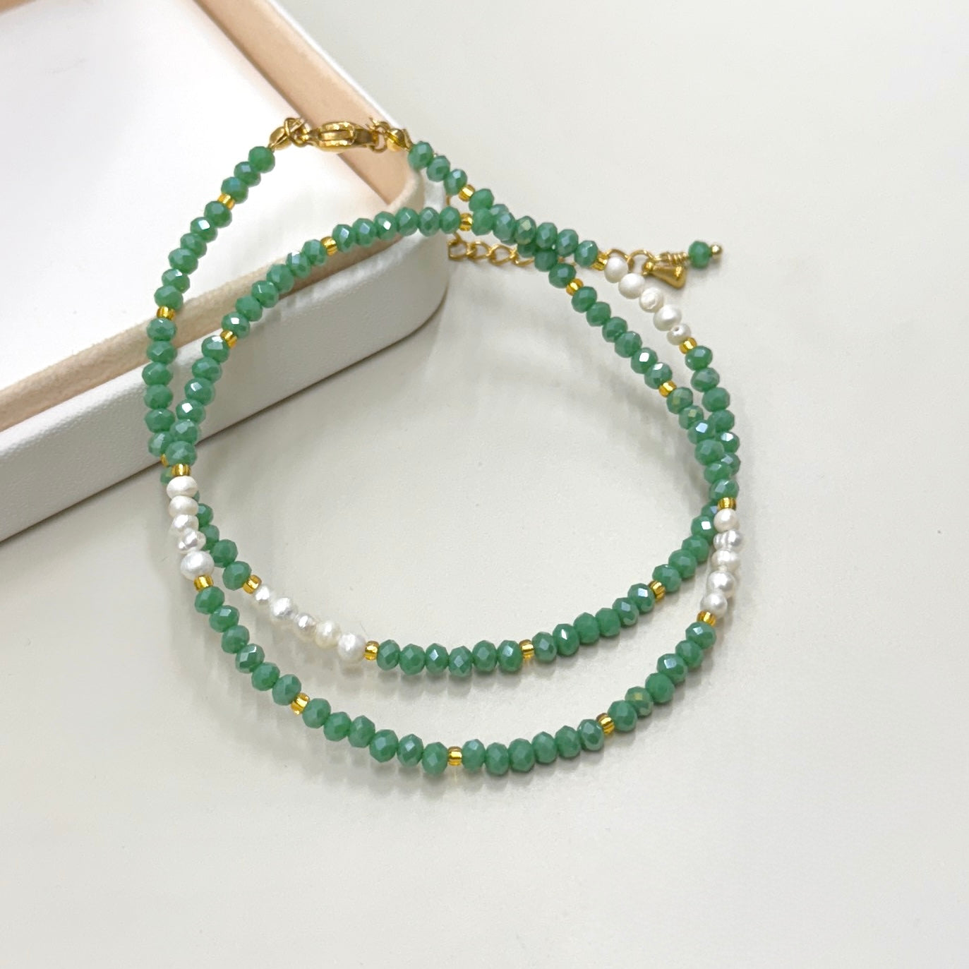 COLLAR VERDE TURQUESA Y PERLAS | LUNAM
