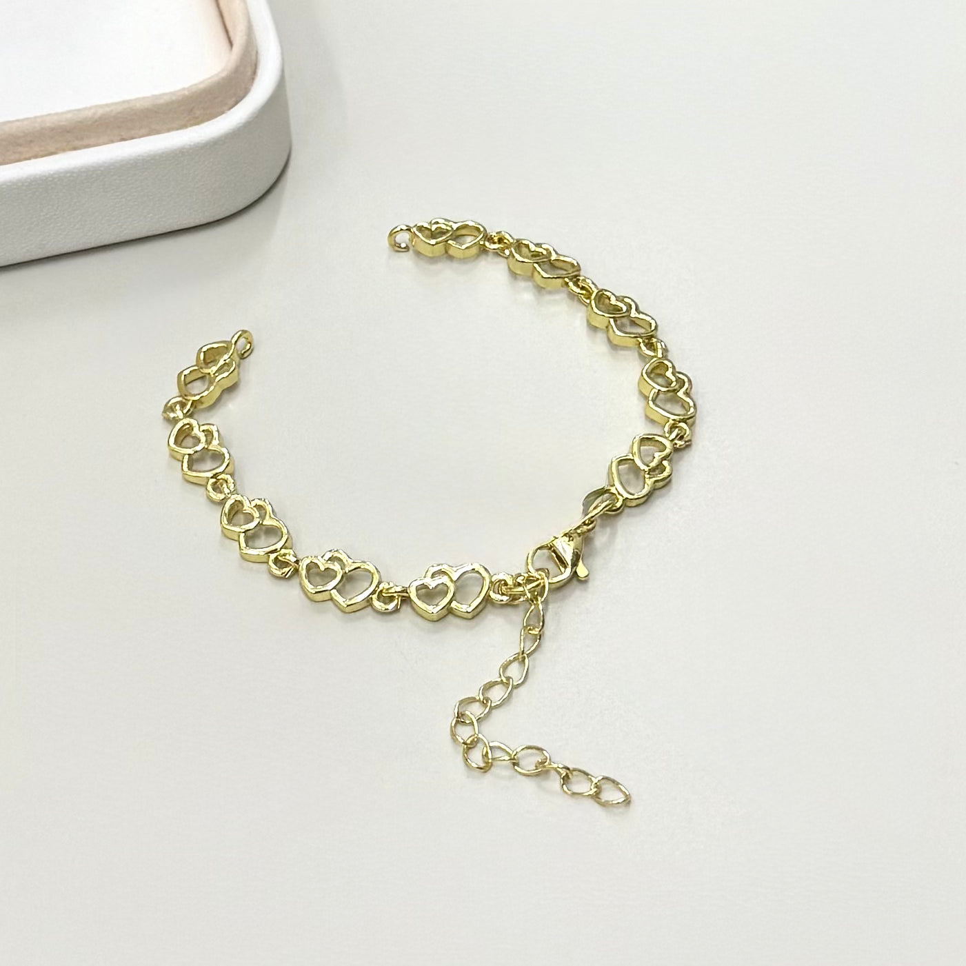 BASE PARA PULSERA | CORAZON DOBLE BAÑO DE ORO 14K
