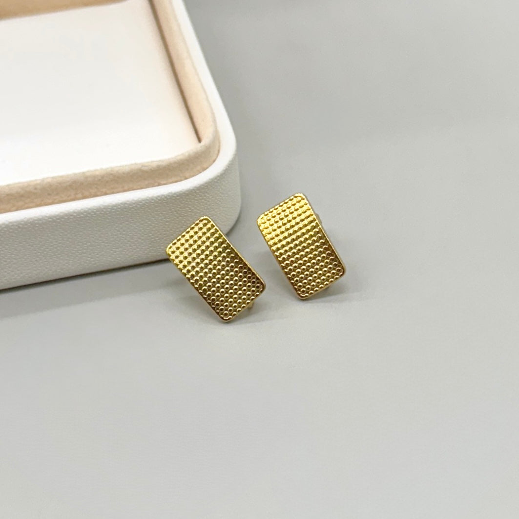 BASE DE ARO | RECTANGULO CON TEXTURA | ACERO | BAÑO DE ORO 18K | 17MM