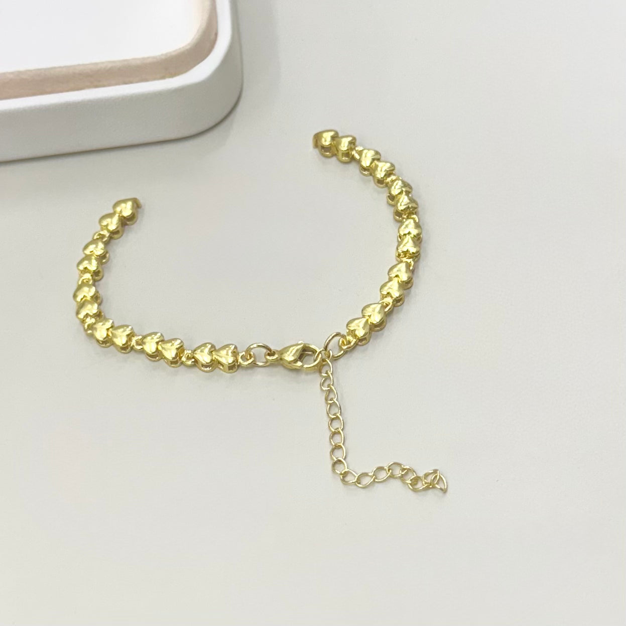 BASE PARA PULSERA | CORAZONES BAÑO DE ORO 14K