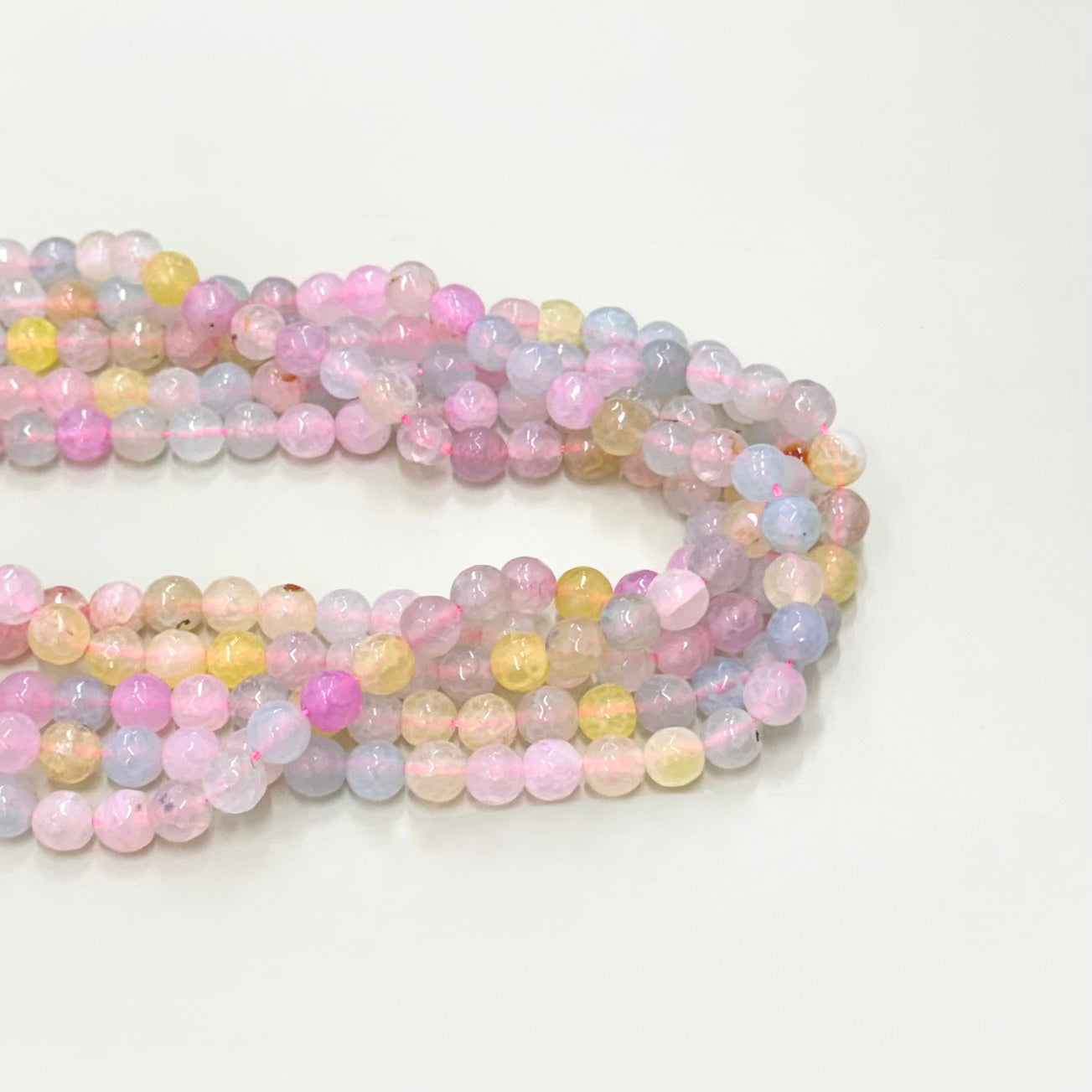 Agata Facetada | 8mm | Mix Celeste Rosado Amarillo Pastel