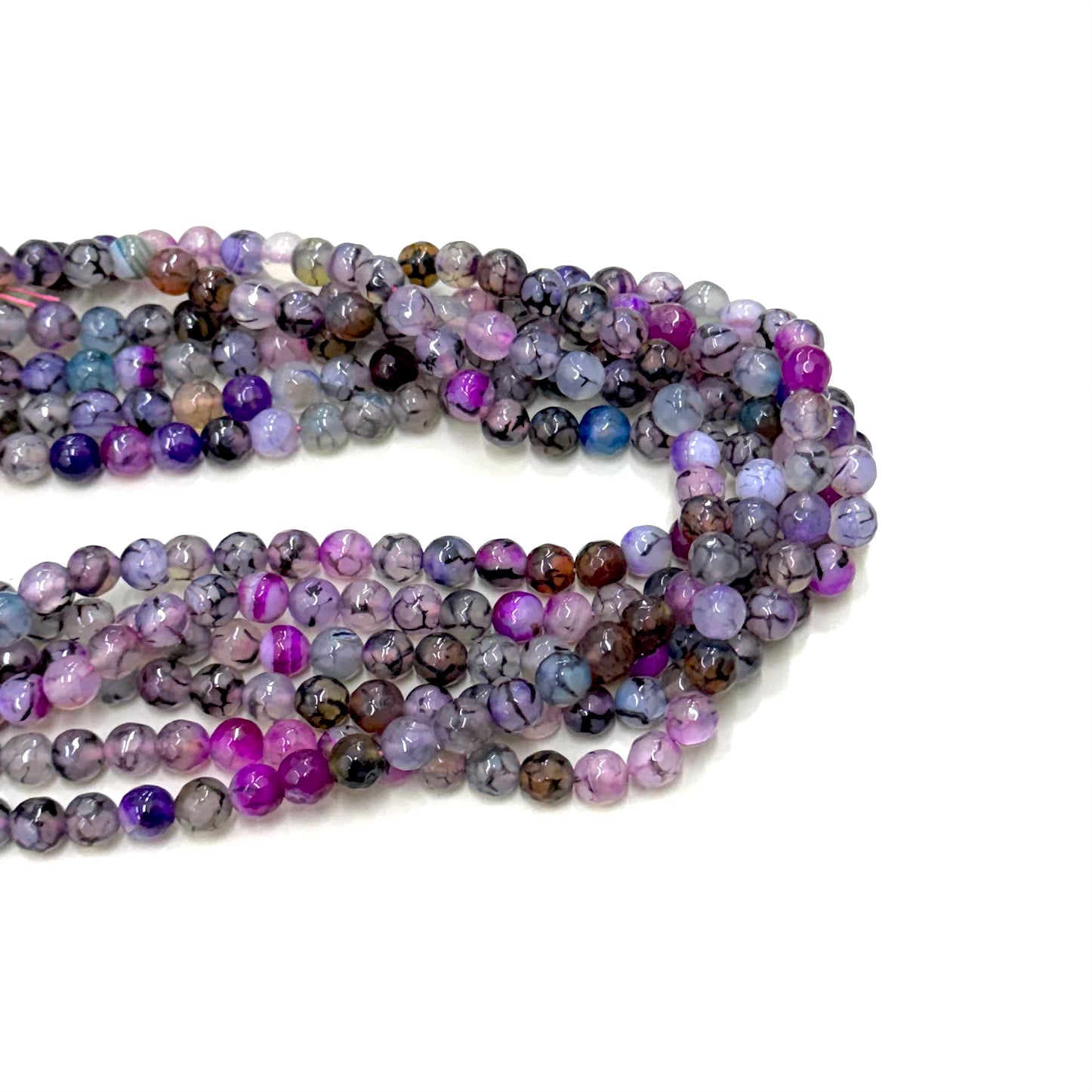 AGATA FACETADA | 8MM | MULTICOLOR TONOS MORADO-ROSA-GRIS CON VENAS