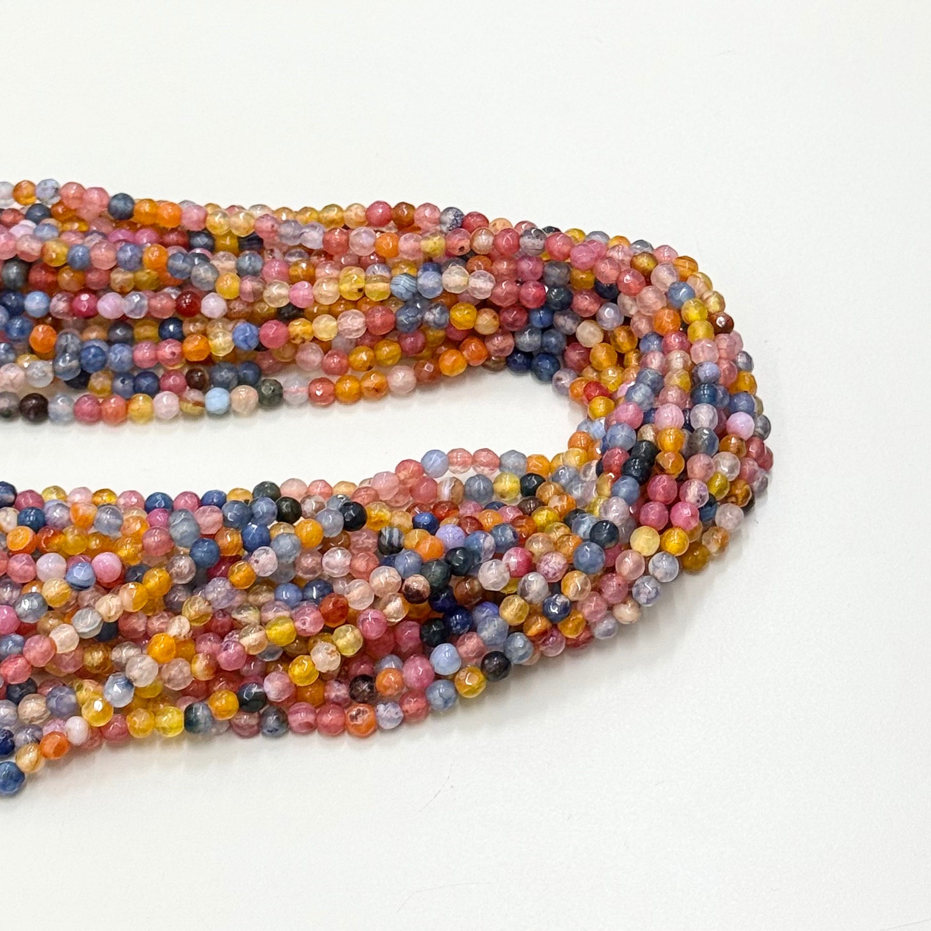 Agata Facetada | 4mm | Rosa, Azul y Amarillo